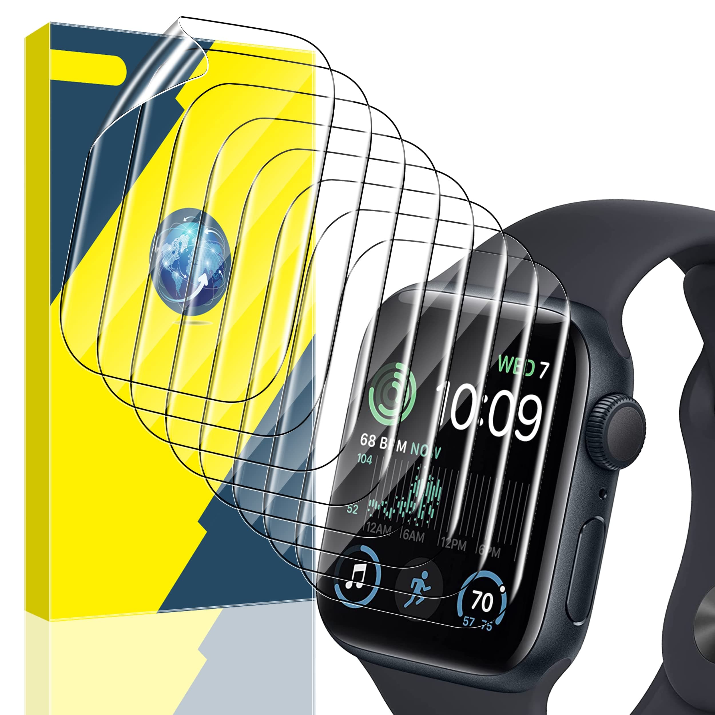 YMHML 8 Pack Screen Protector Compatible for Apple Watch 44mm SE 3 / SE 2/1 Series 6/5 / 4, [Upgrade Flexible Film] Soft HD Clear Anti-Scratch Film for iWatch Accessories