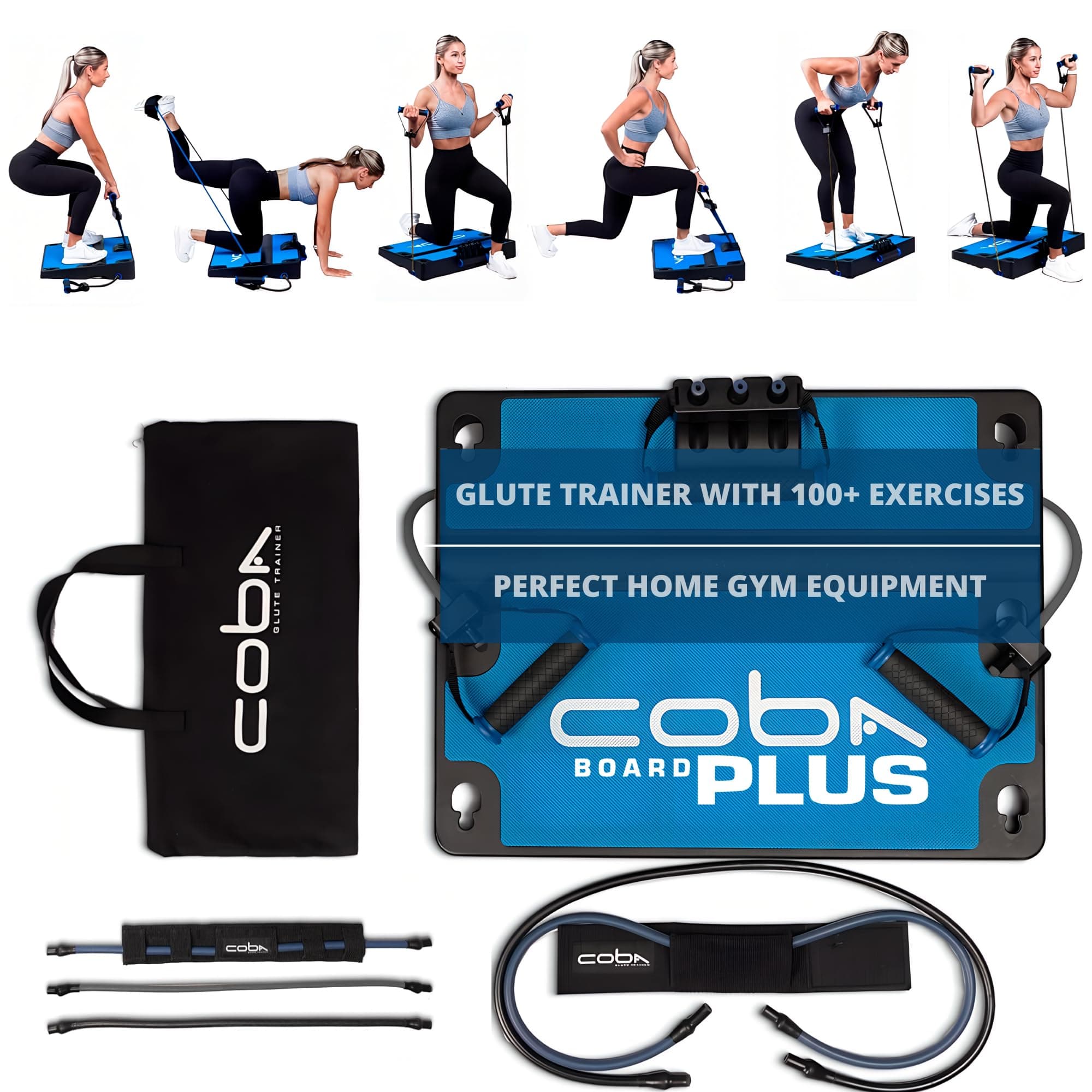 COBA Board Body Trainer - Full Home Workout System, Core, Booty, Arm & Glute Exercise Machine, Portable Home Gym Full Body Resistance Band Trainer with Training App