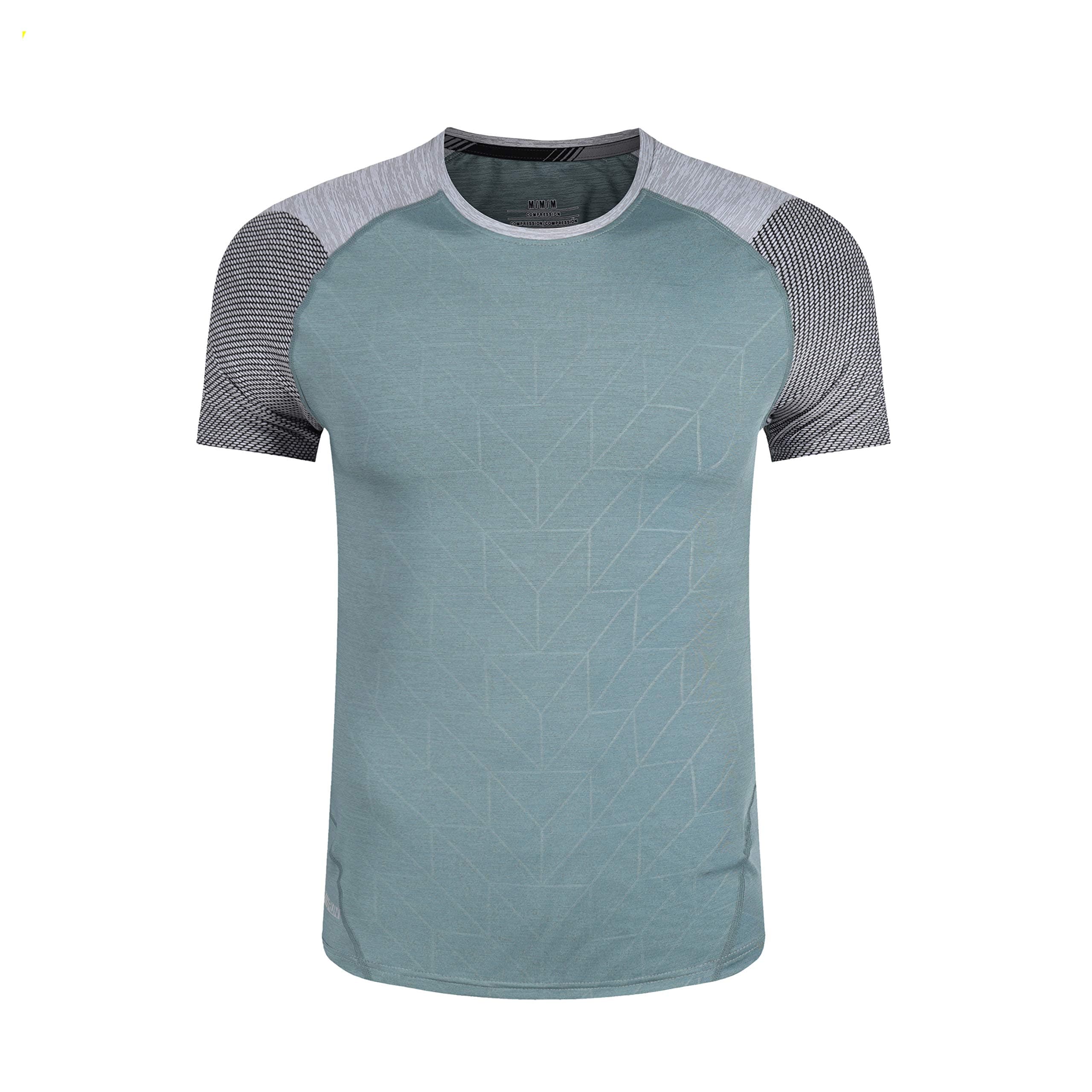 Watflow Short Sleeve Sport T-shirt Basic Compression for Men Active Quick Dry Crew Neck Athletic Running Gym Workout Lightweight Cool Dry Rashguards Tee Tops