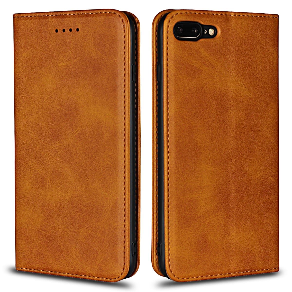 iCoverCase iPhone 7 Plus/8 Plus Wallet Case with Card Holder, PU Leather Magnetic Case Kickstand Feature Shockproof Protective Flip Cover Case for iPhone 7 Plus/8 Plus - Light Brown