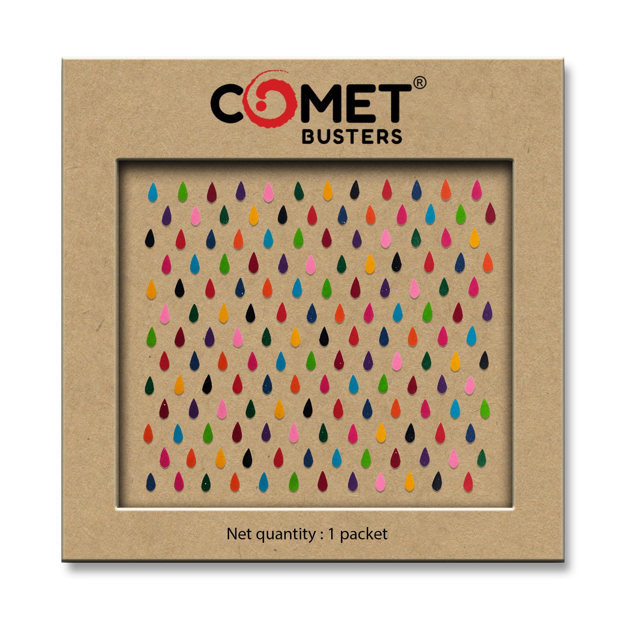 Comet Busters Tear Drop Multicolor Basic Velvet Bindis (7mm) (BV1734)