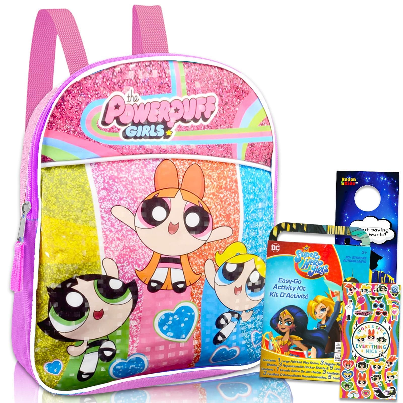 Girls Mini School Backpack ~ 3 Pc Bundle with 11" Bag for Toddlers, Kids with Stickers and More | Powerpuff Girls School Supplies
