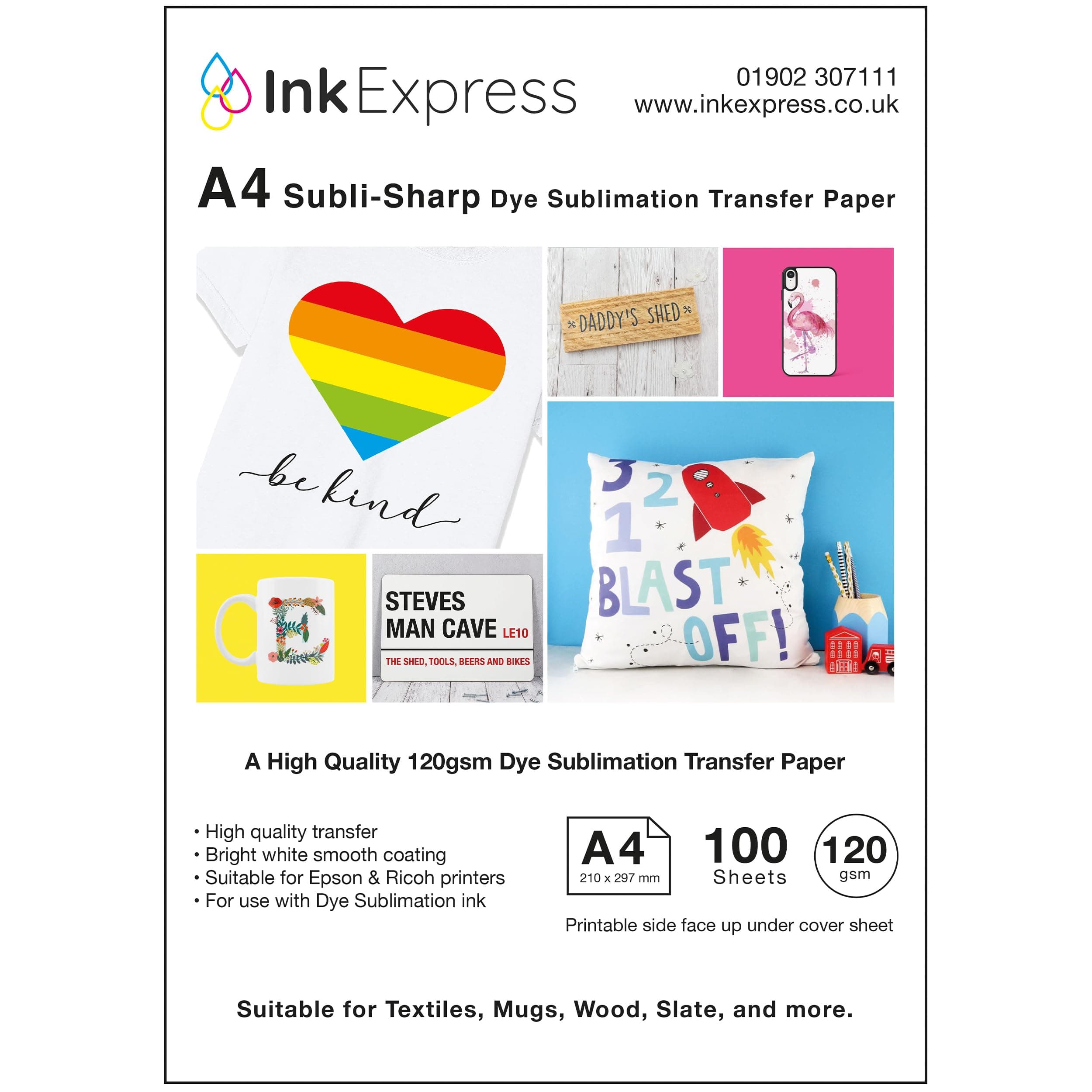 Subli-Sharp 120gsm Sublimation Paper 100 Sheet Pack