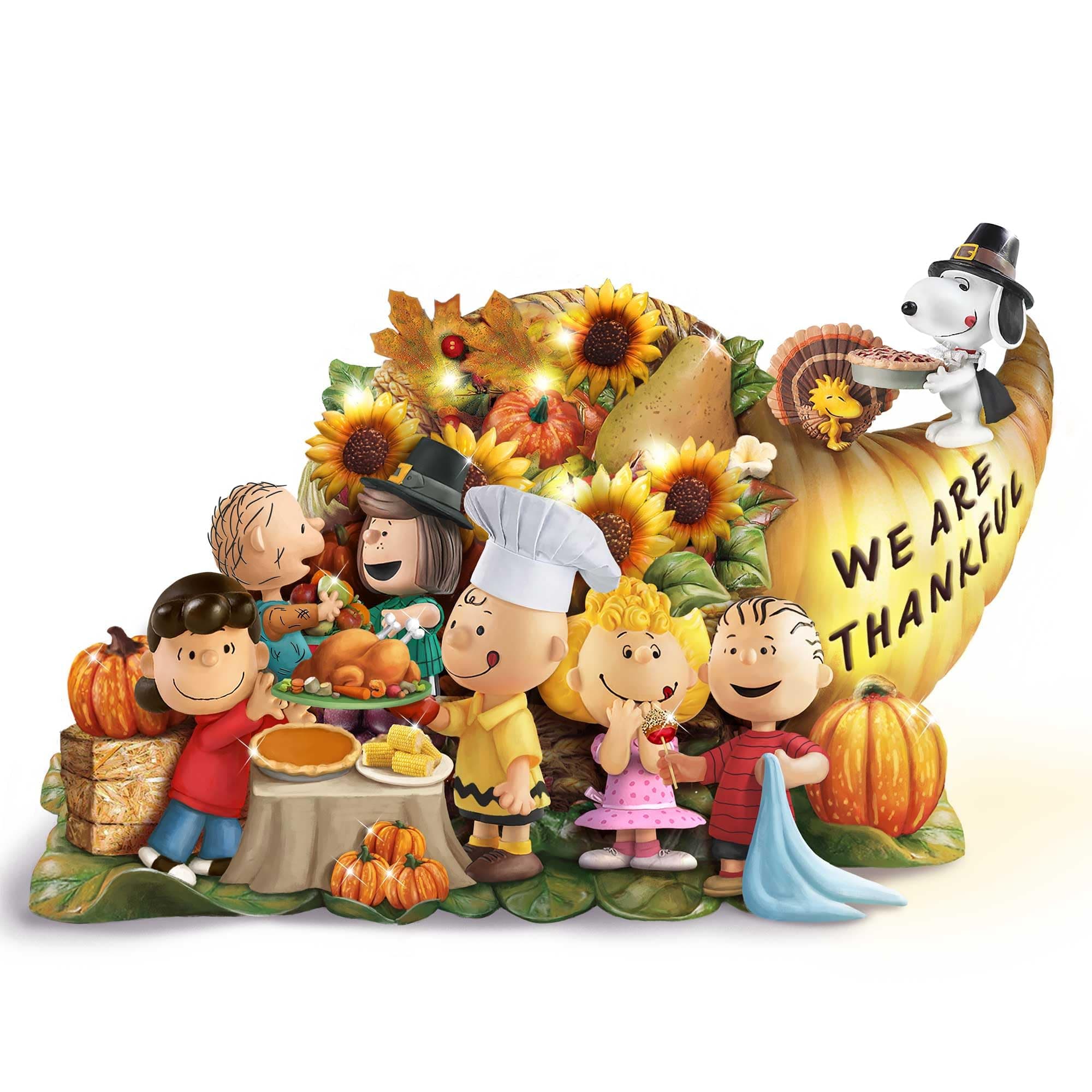 Peanuts Give Thanks Illuminated Cornucopia Sculpture