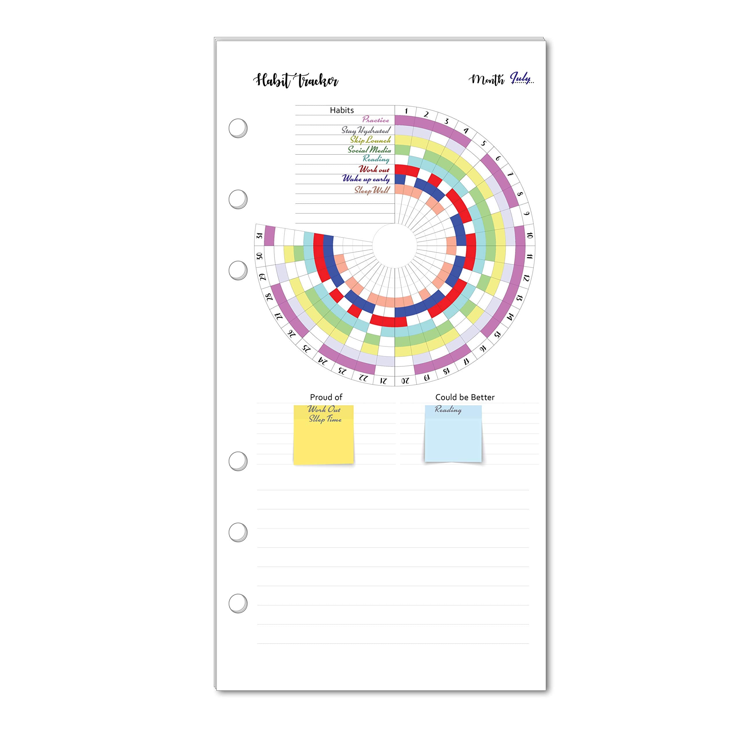 Habit Tracker Inserts for Personal Size Planners (3.75" x 6.75'') for Kate Spade Kikiki K medium LV MM agenda Creative Year Personal Binder (Michaels) Carpe Diem Personal (PLANNER SOLD SEPARATELY)