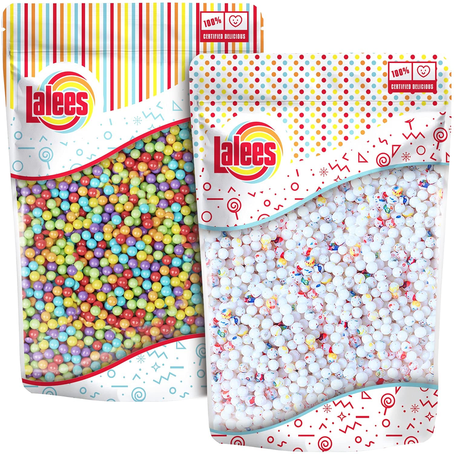 Lalees Mini Psychedelic Jawbreakers & Mini Assorted Jawbreakers - Bulk Hard Candies - Assorted Colors and Flavors - 2 Pack of 1 Pound Each