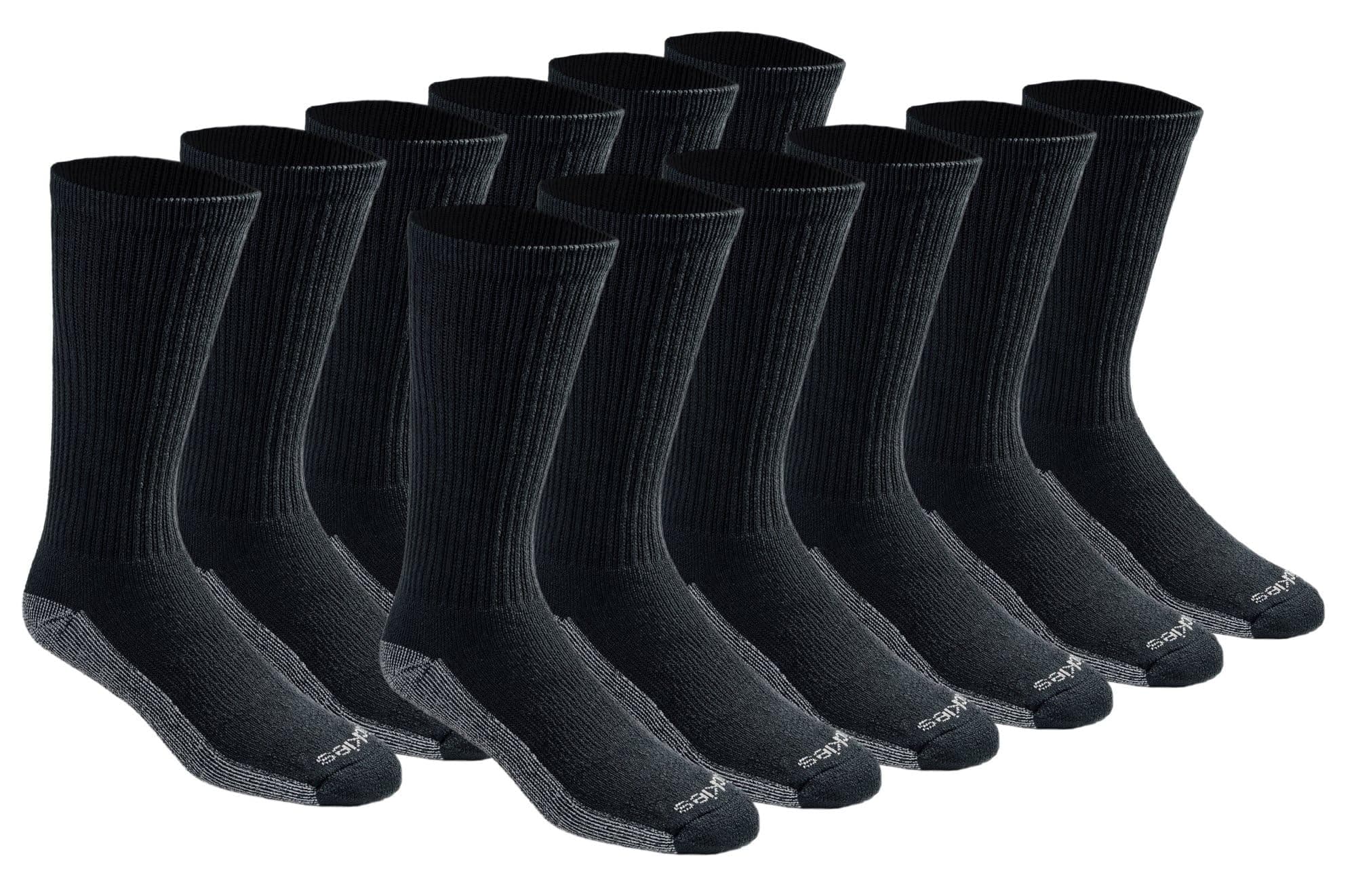 Dickies Men's Dri-Tech Original Moisture Control Crew Socks, Available in M-XXL (6, 12, 18 Pairs)