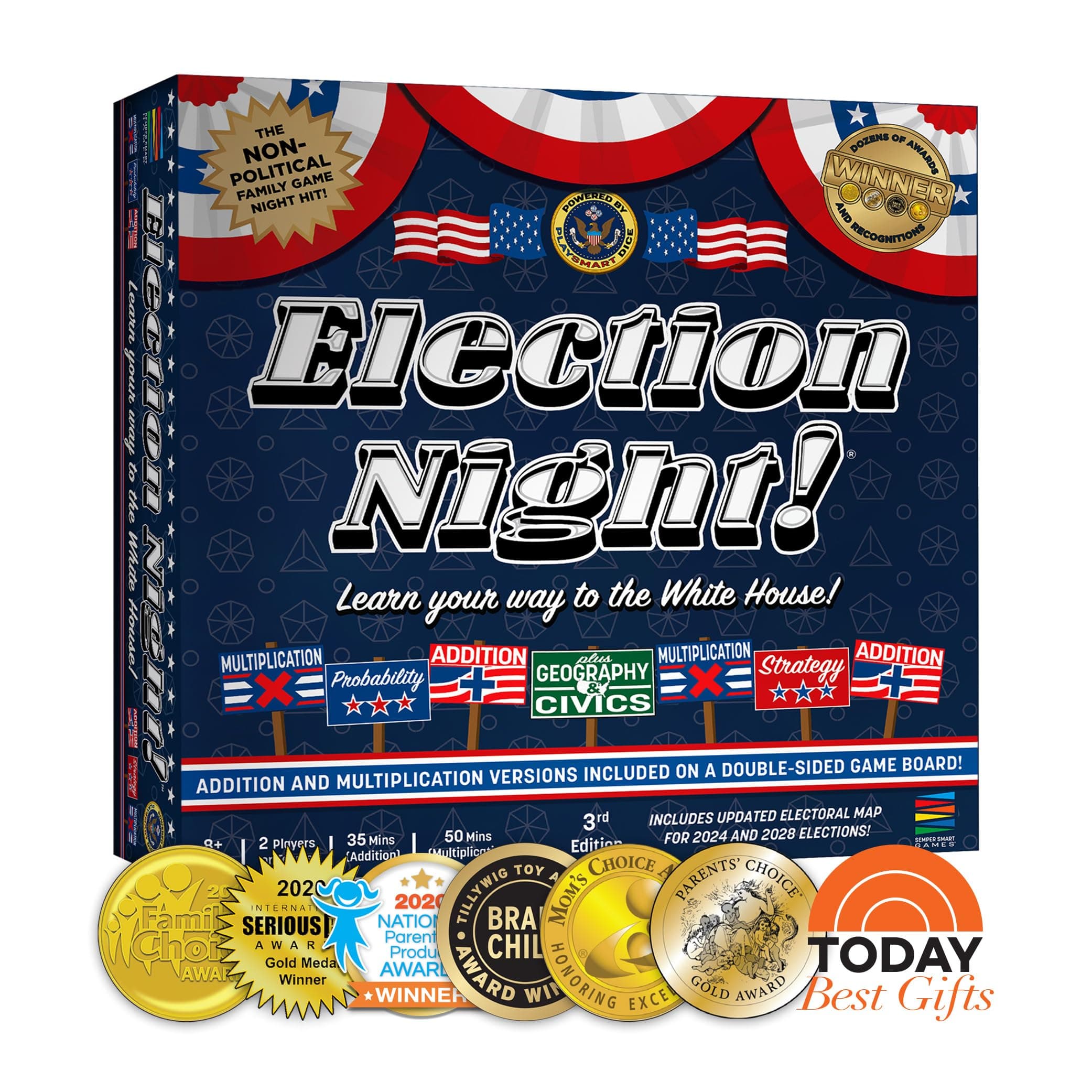 - Election Night! A Super Fun Way to Learn Essential Math, Geography and Civics While Strategizing Your Way to The White House. Updated Electoral College Game Board for 2024!