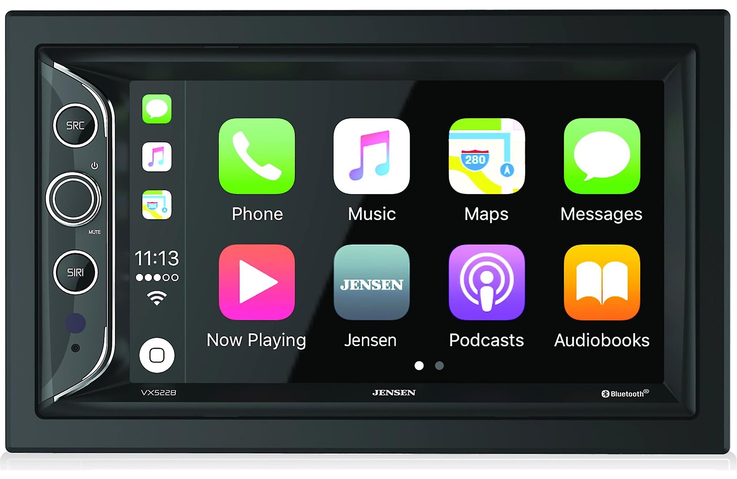 Jensen VX52286.2" LED Backlit LCD Digital Multimedia Touch Screen Double DIN Car Stereo with Built-In Apple CarPlay, Bluetooth & USB Port