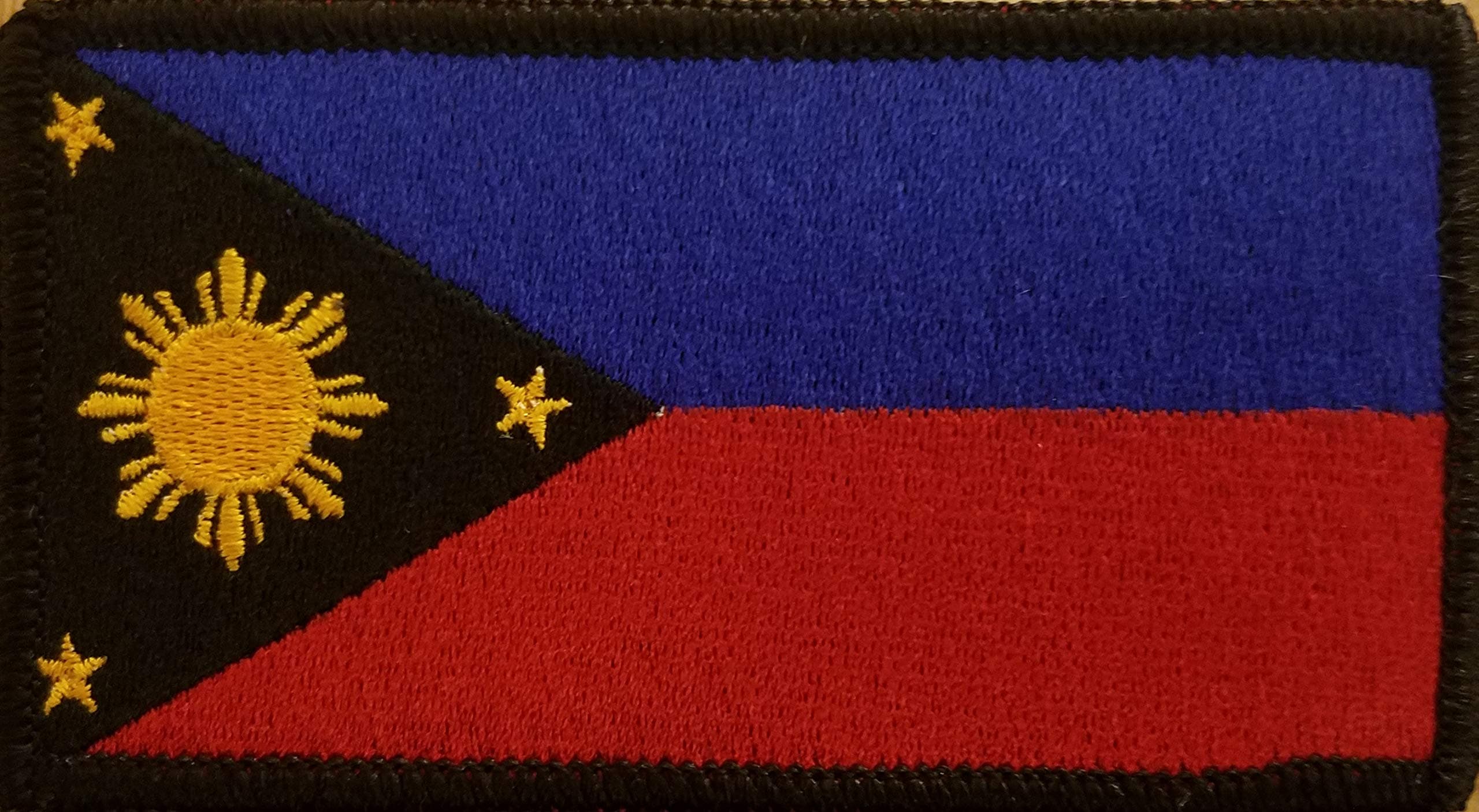 Philippines Embroidered Patch Fastener Backing Hook & Loop Morale Tactical Shoulder Emblem Black Border #7