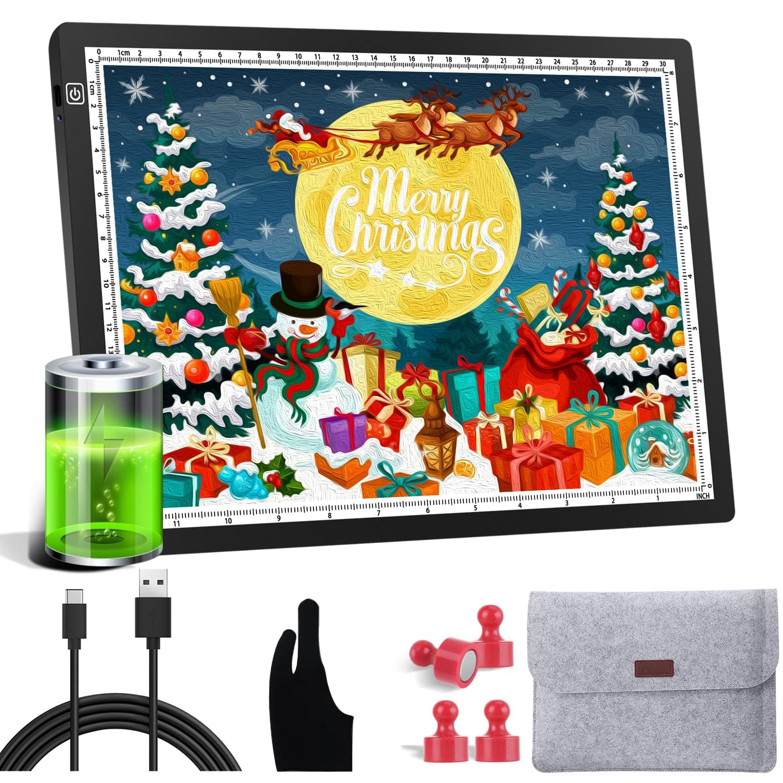 – Light Box Drawing,A4 Tracing Board Battery Powered Light Box Pad, Ultra-Thin Portable LED with Brightness Adjustable for Artists, Animation Drawing,Sketching,Animation,X-ray Viewing