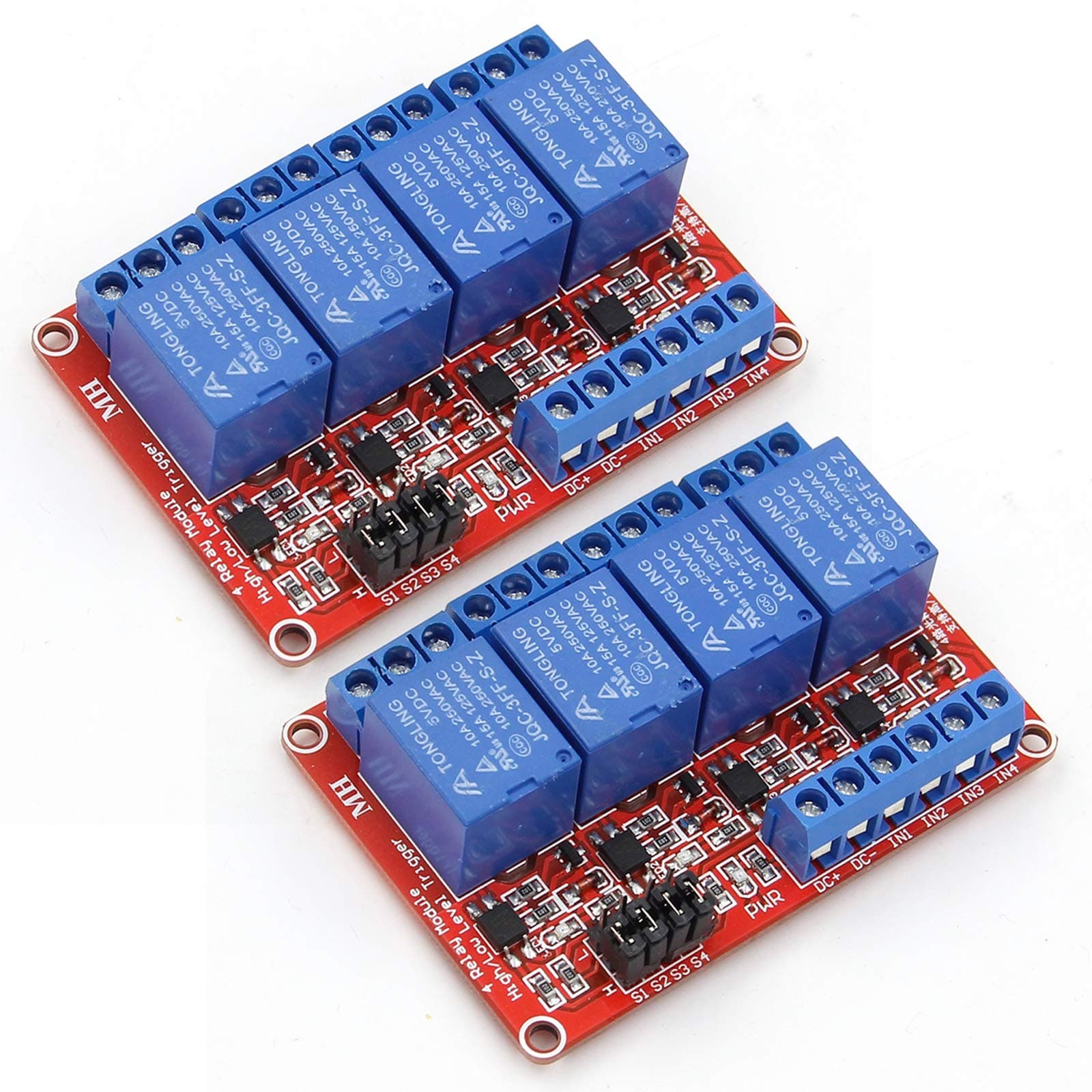 2PCS 4 Channel 5V Relay Module with Optocoupler High or Low Level Trigger Expansion Board for Raspberry Pi Arduino