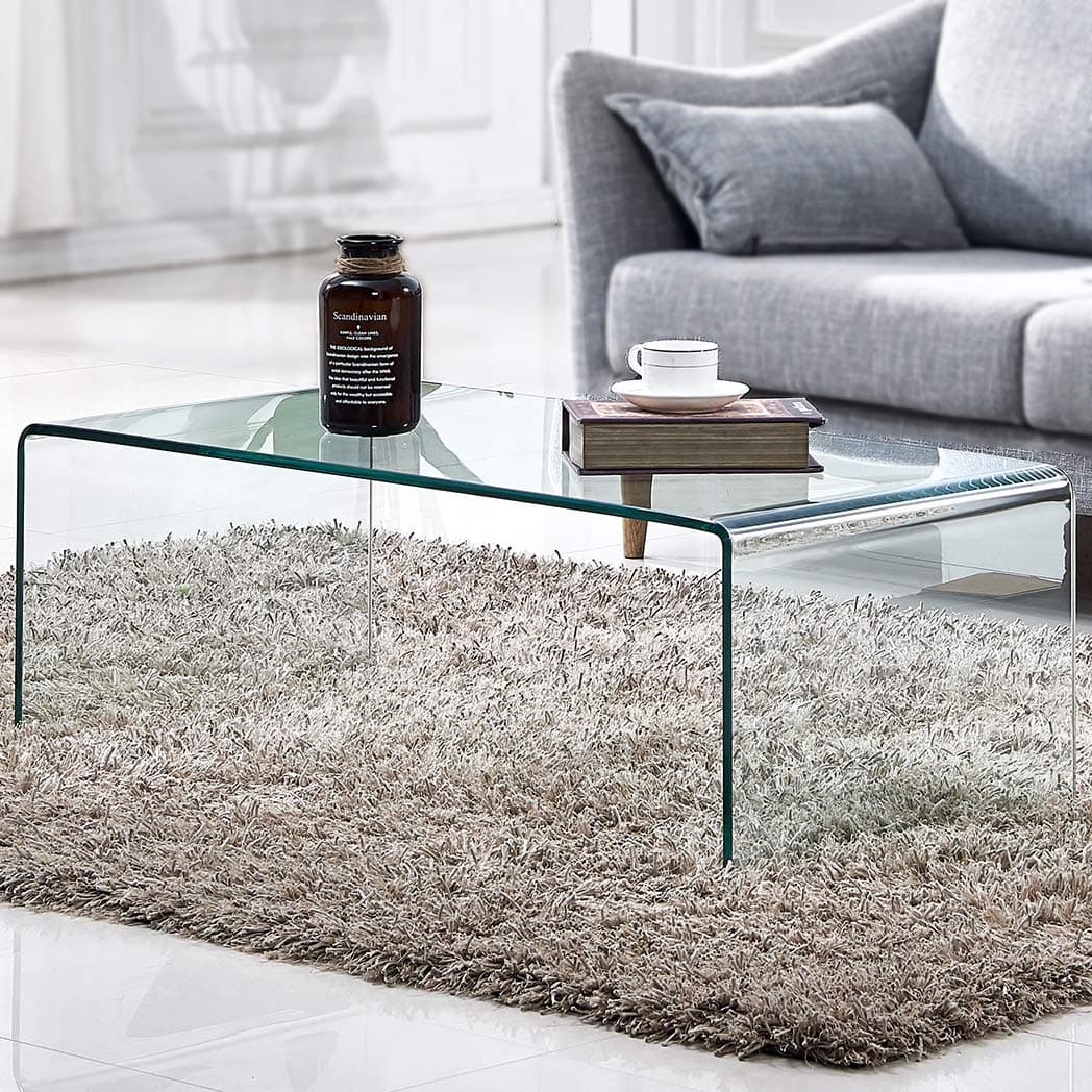 Premium Tempered Glass Coffee Table,Small Modern Clear Coffee Table for Living Room,Match Well with Rug (39.4x19.7x13.8) | Premium, Living Room, Match Well with Rug