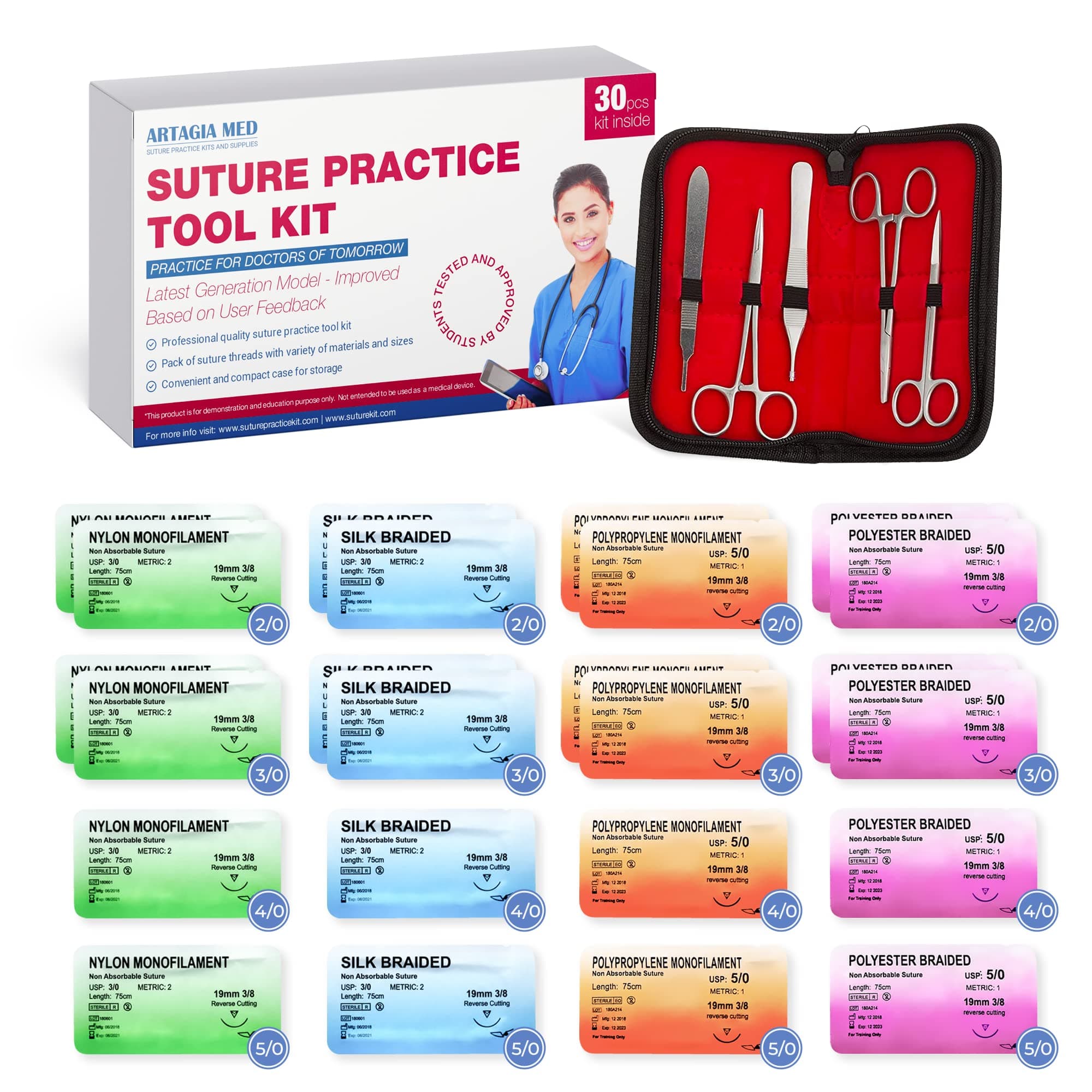 Suture Tool Kit with Mixed Threads
