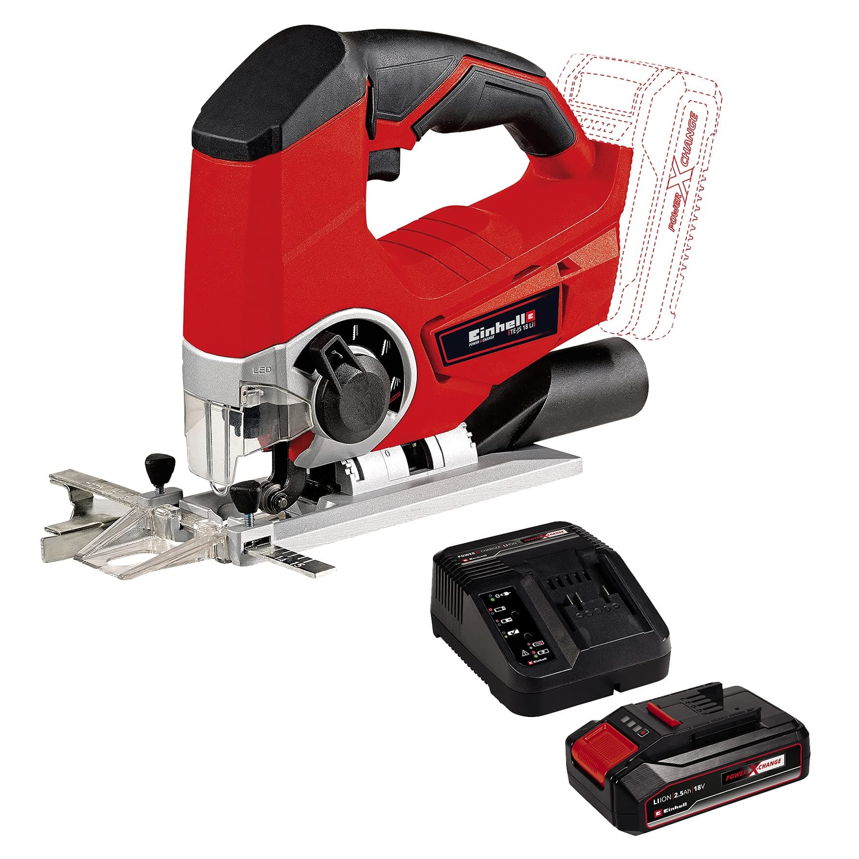 Einhell TE-JS 18 Li Solo Power X-Change Cordless Jigsaw - Supplied with 2.5Ah Battery and Charger