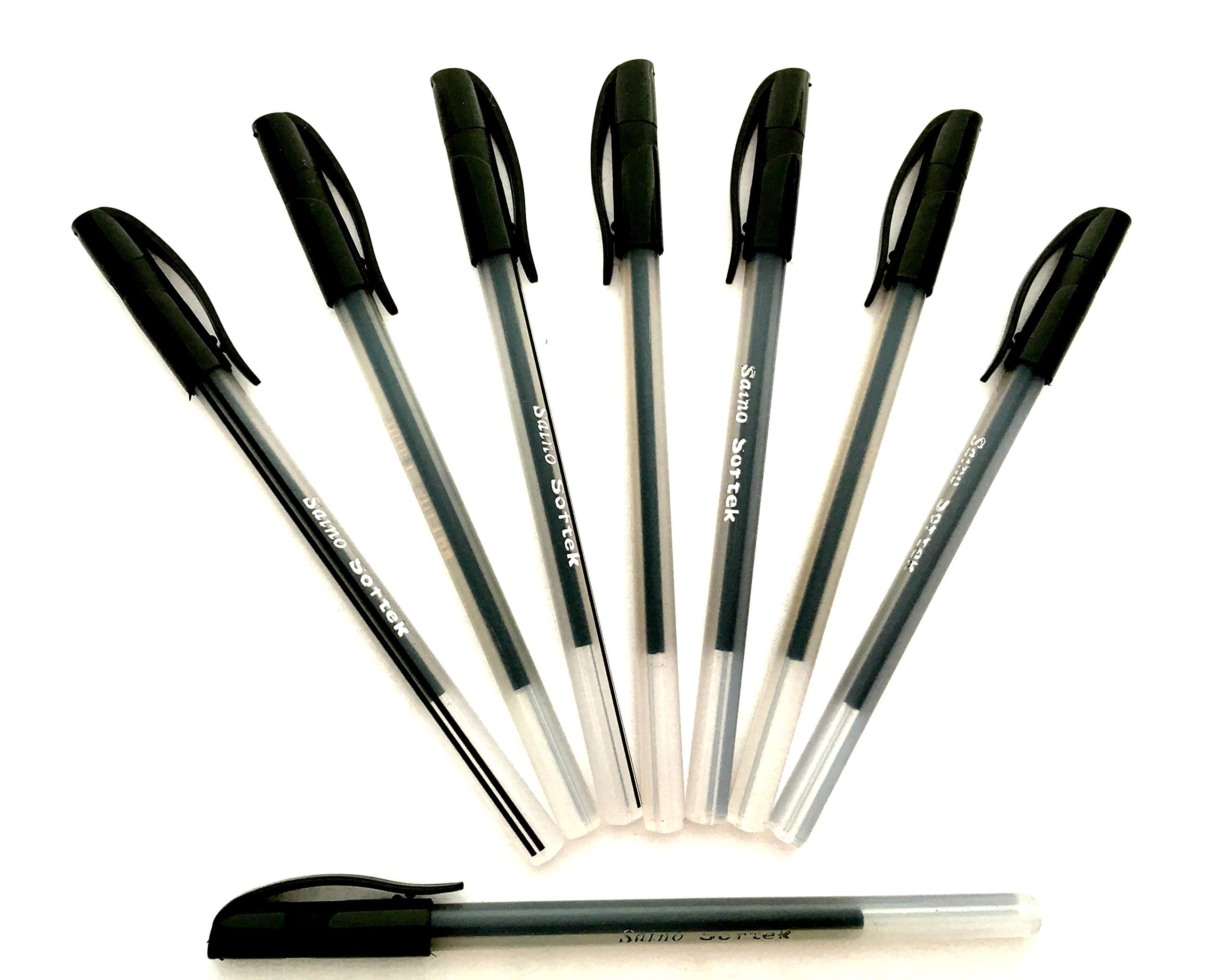 20 X Saino Softek Smooth Writing Black INK Ball Point Pens (Non Refillable) Direct Ink Fill Technology gives you perfect ink flow for smoothest writing, Black, 20 count