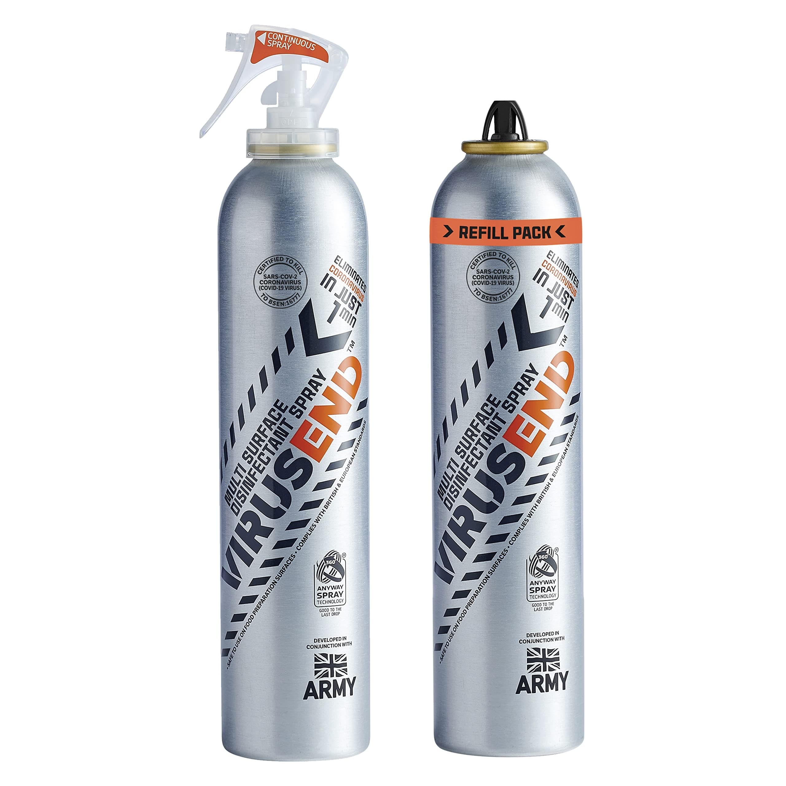 VIRUSEND Multi Surface Disinfectant Spray Bundle, Certified 99.99% Effective, Military Grade Virus Killer, 15xFaster & 10xPowerful vs Market Leader