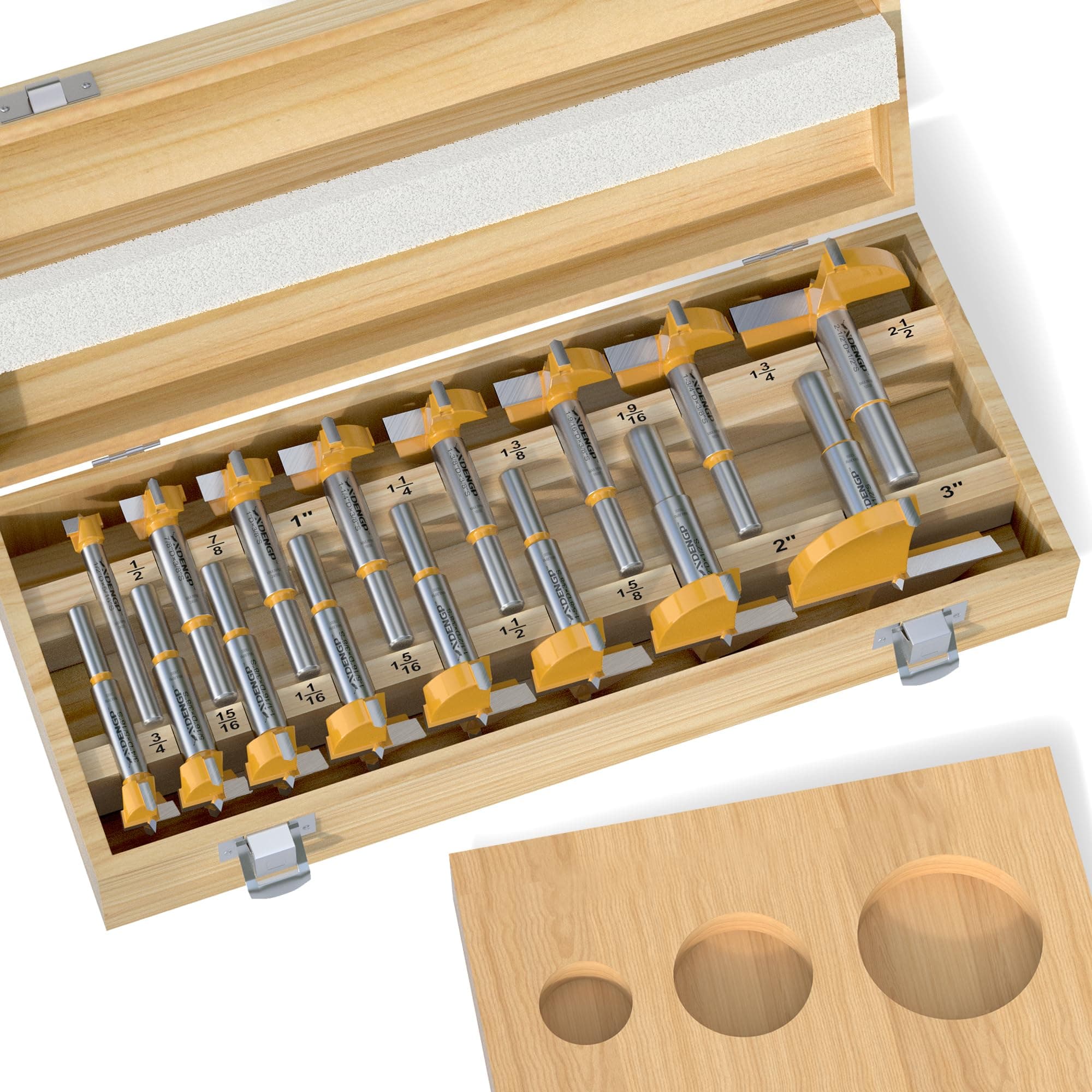 16 Pcs Forstner Bit Set, Forstner Drill Bit Set, Carbide Forstner Bit for Woodworking, Wood Drilling Hole Saw Set, Auger Opener, Hole Opener Hinge Hole Cutter for Plastic, Plywood Products