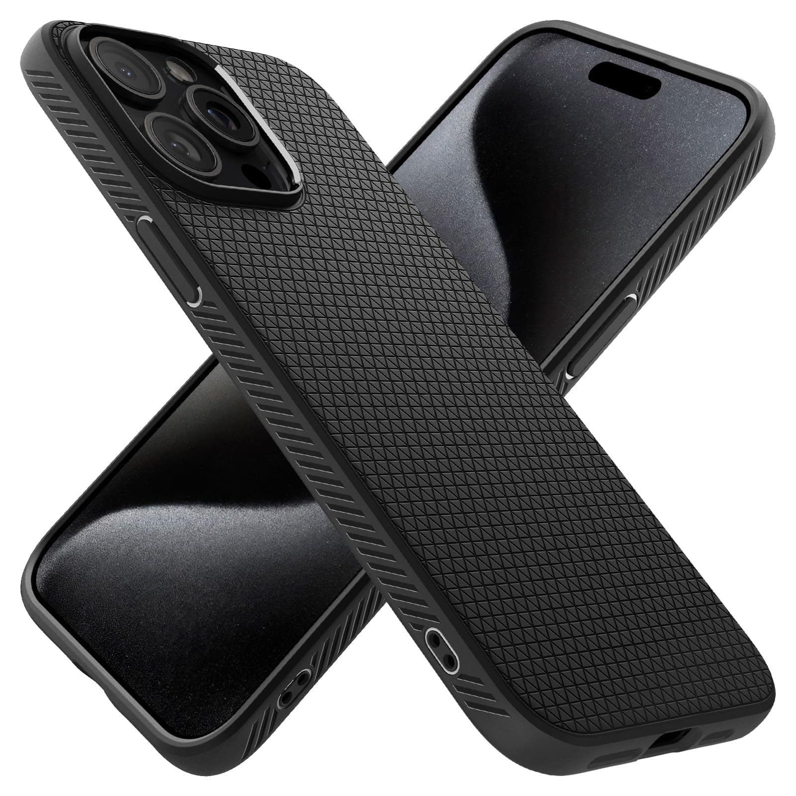 Liquid Air Back Cover Case for iPhone 15 Pro, Durable Protection, Air Cushion Technology - TPU | Matte Black