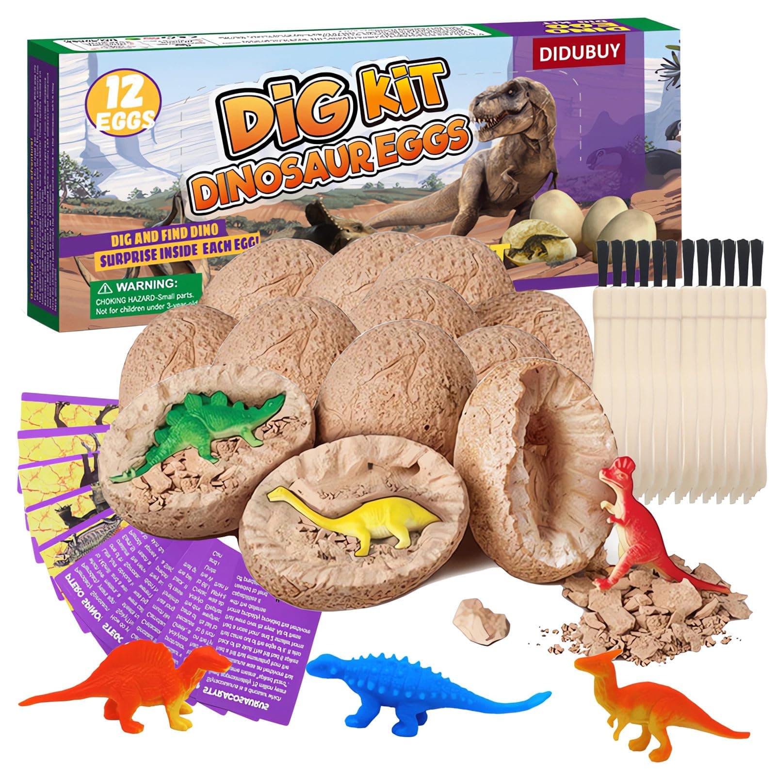 Easter Dino Eggs Dig Kit, 12 Pack Dinosaur Eggs Excavation Science Experiments Kits for Kids 4-12, Easter Basket/Stocking Stuffers, Toys for 3+ 4 5 6 7 8 9 10 Year Old Boys Girl
