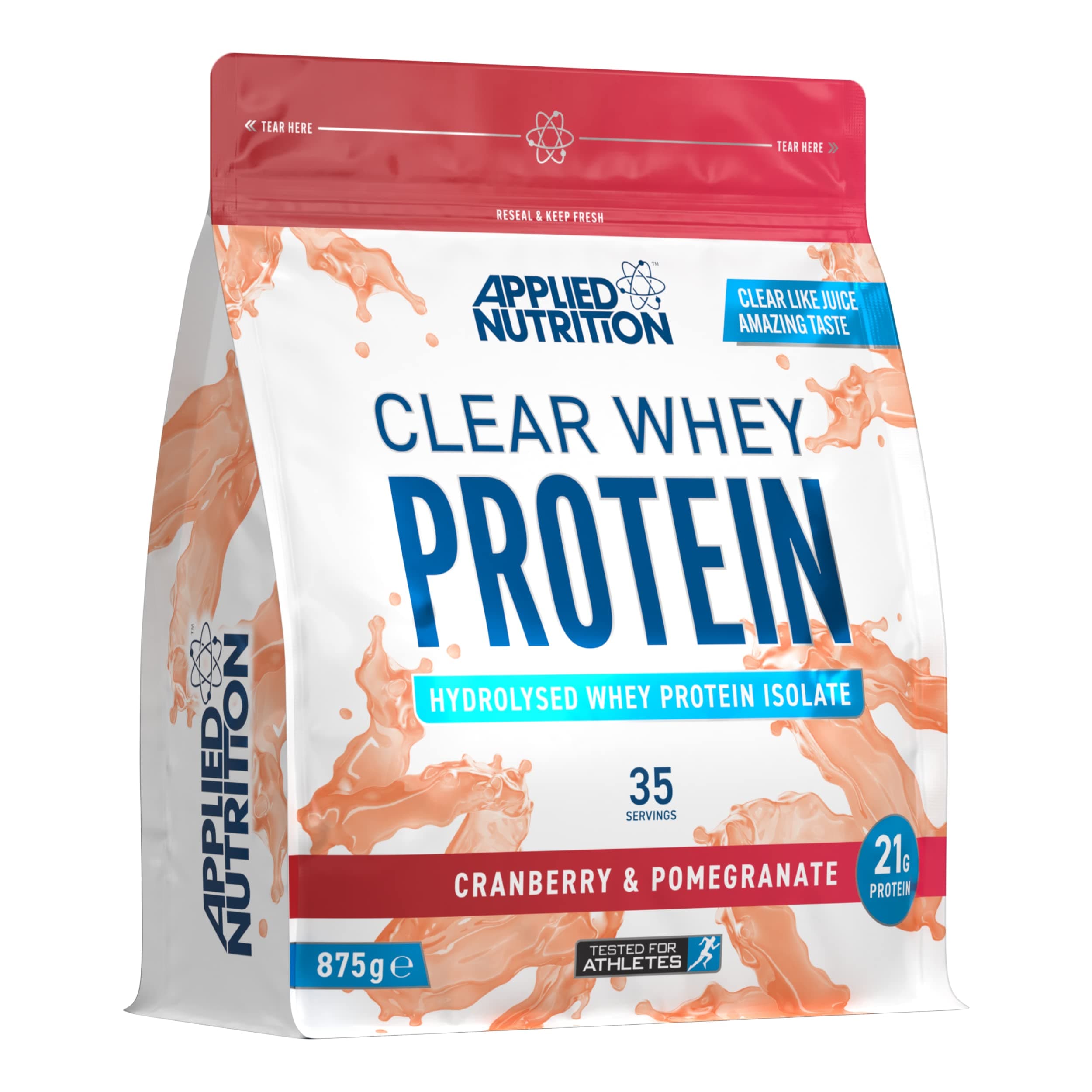 Applied Nutrition Clear Whey Isolate - Whey Protein Isolate, Refreshing High Protein Powder, Fruit Juice Style Flavours (Cranberry & Pomegranate) (875g - 35 Servings)