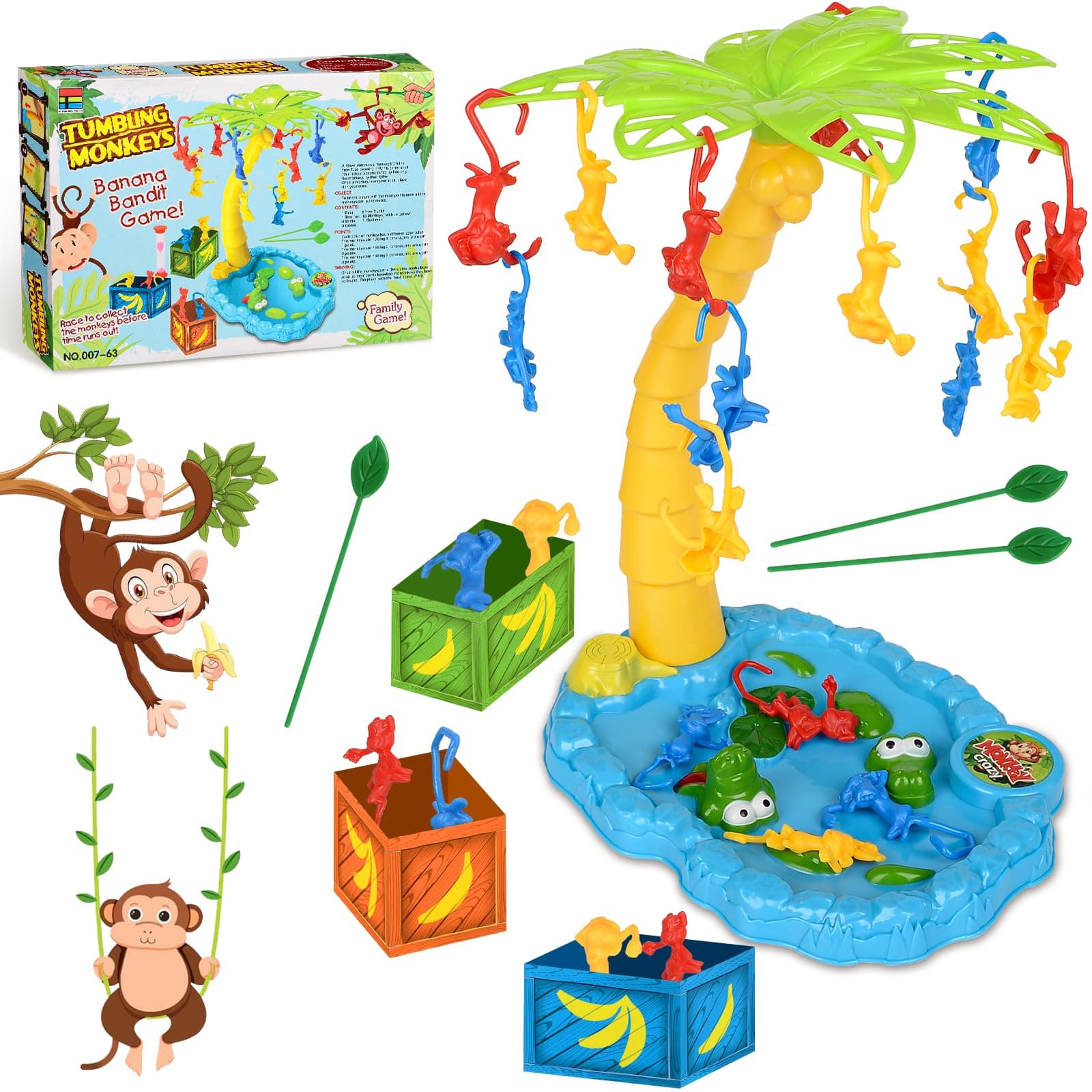 Balancing Monkey Game, Tetra Tree Building Around Balancing Game, Falling Tumbling Monkey Family Toy, Stacking Game Building Balancing Blocks for Kids & Adults Boys Girls