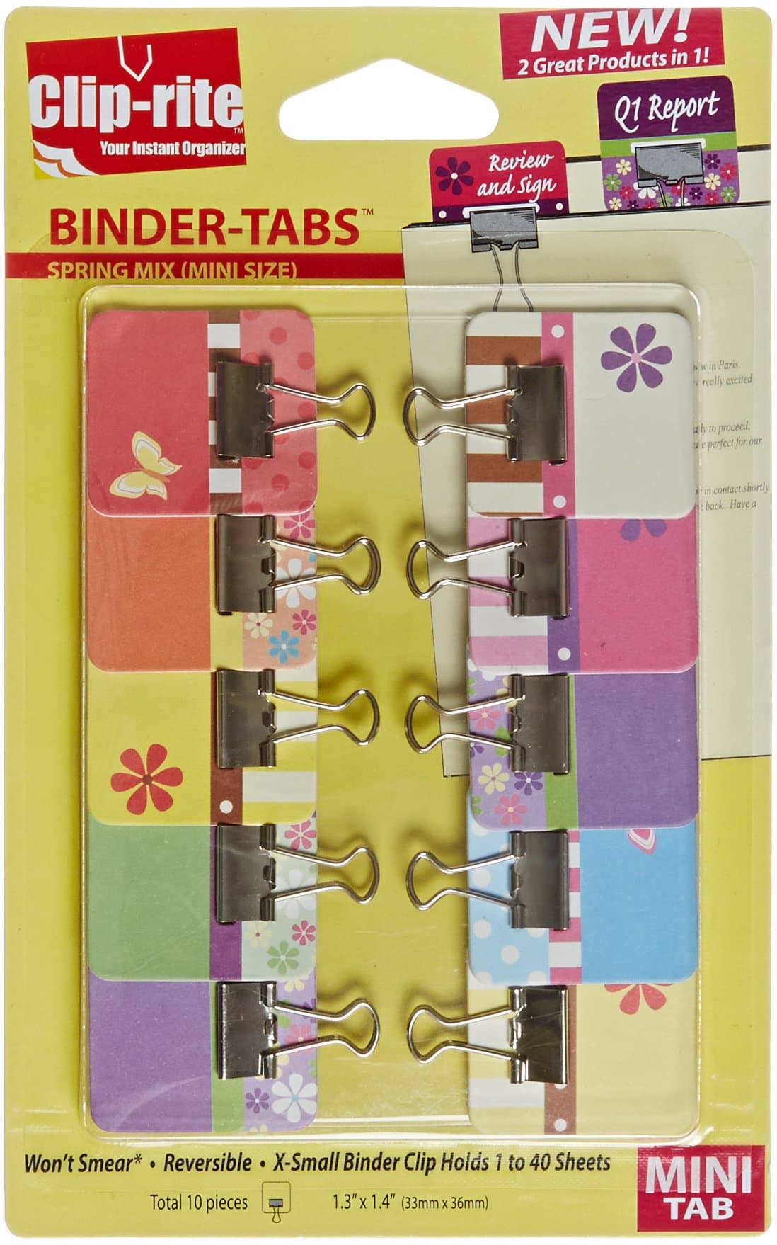 Clip-rite Binder-Tabs Filing Binders, Mini, Spring, Assorted, 10-Piece (CRT-051)