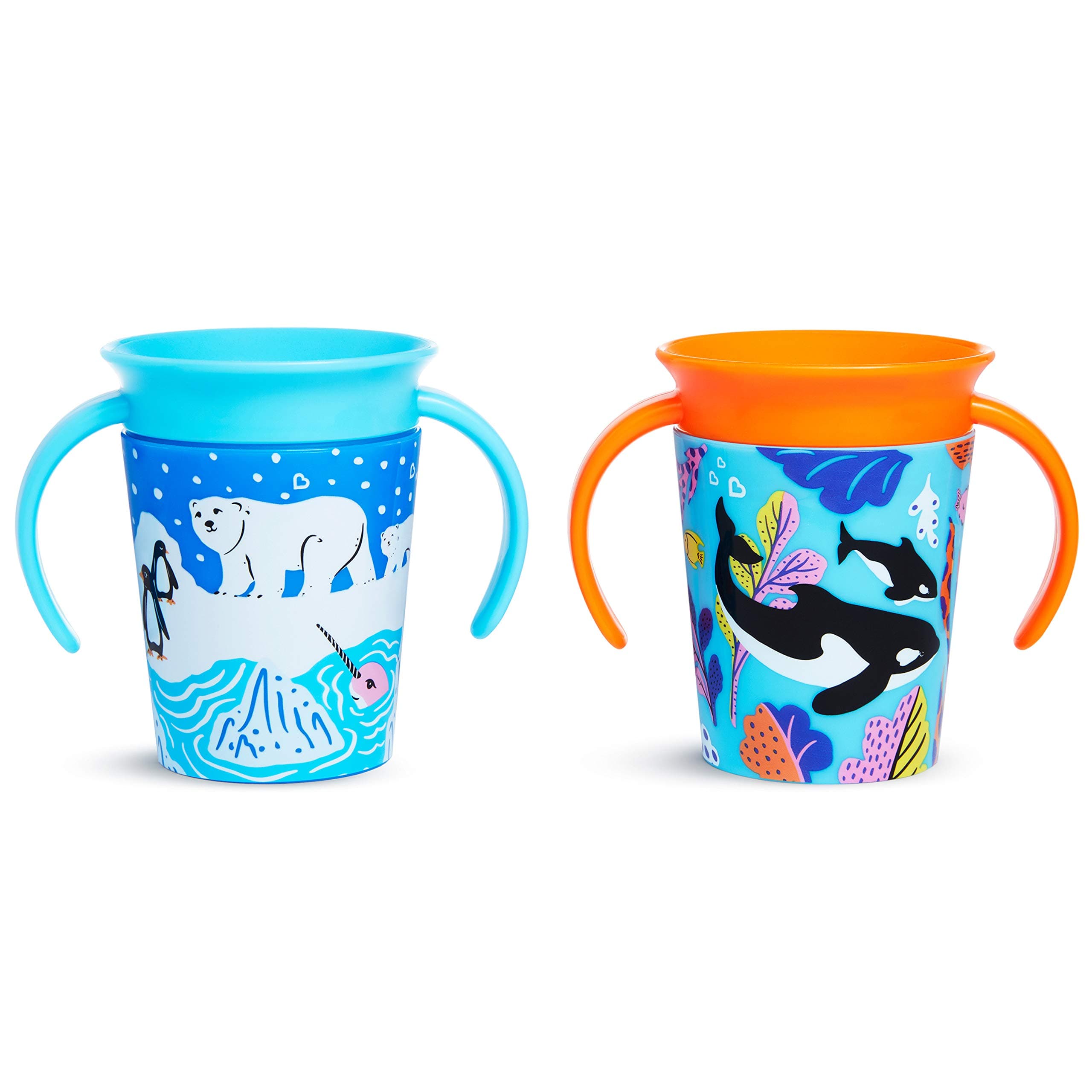 Munchkin® Miracle® 360 Wildlove Sippy Cup, 6 Oz, 2 Pack, Orca/Polar Bear