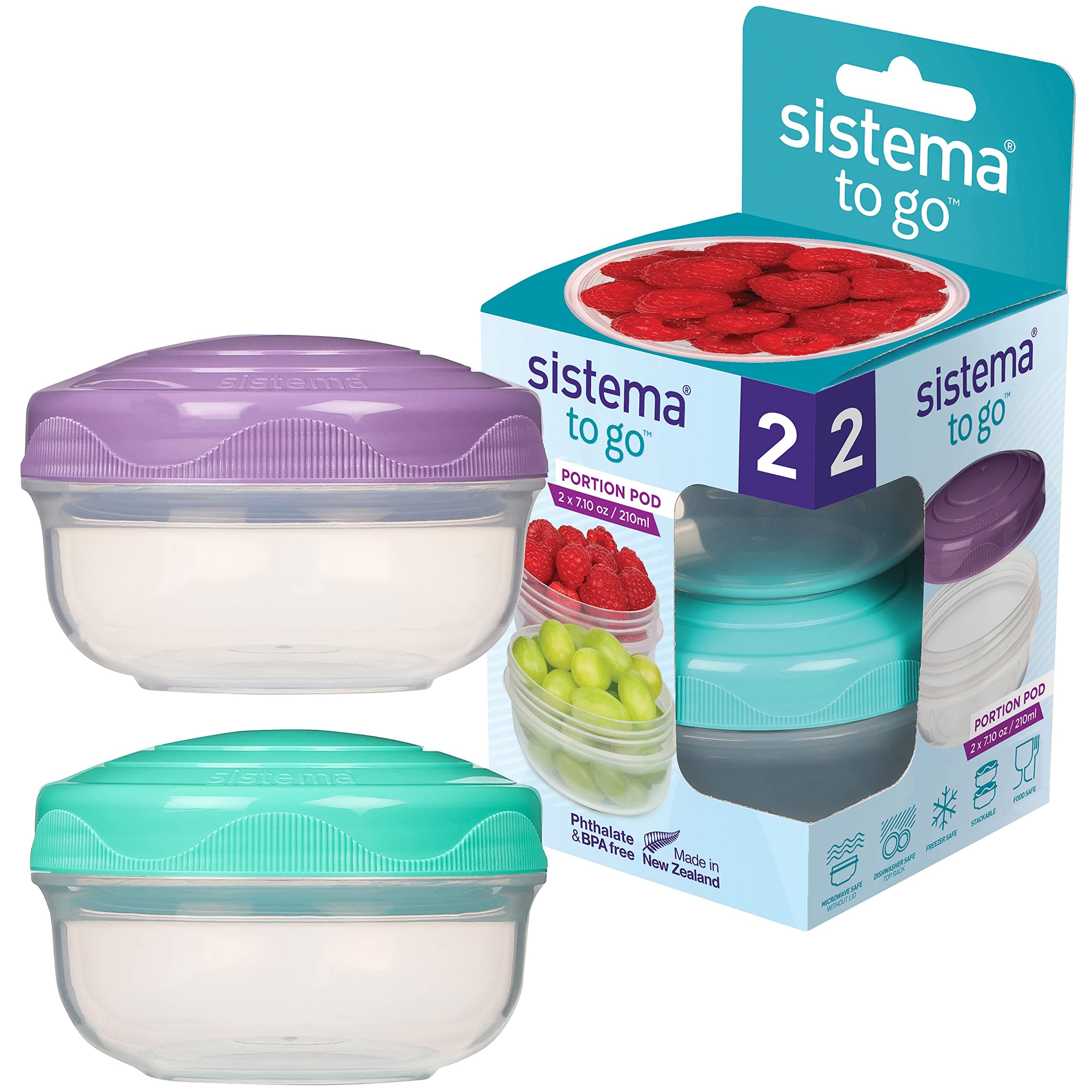 210ml Portion Pod to Go 2 Pack, Polypropylene Assorted