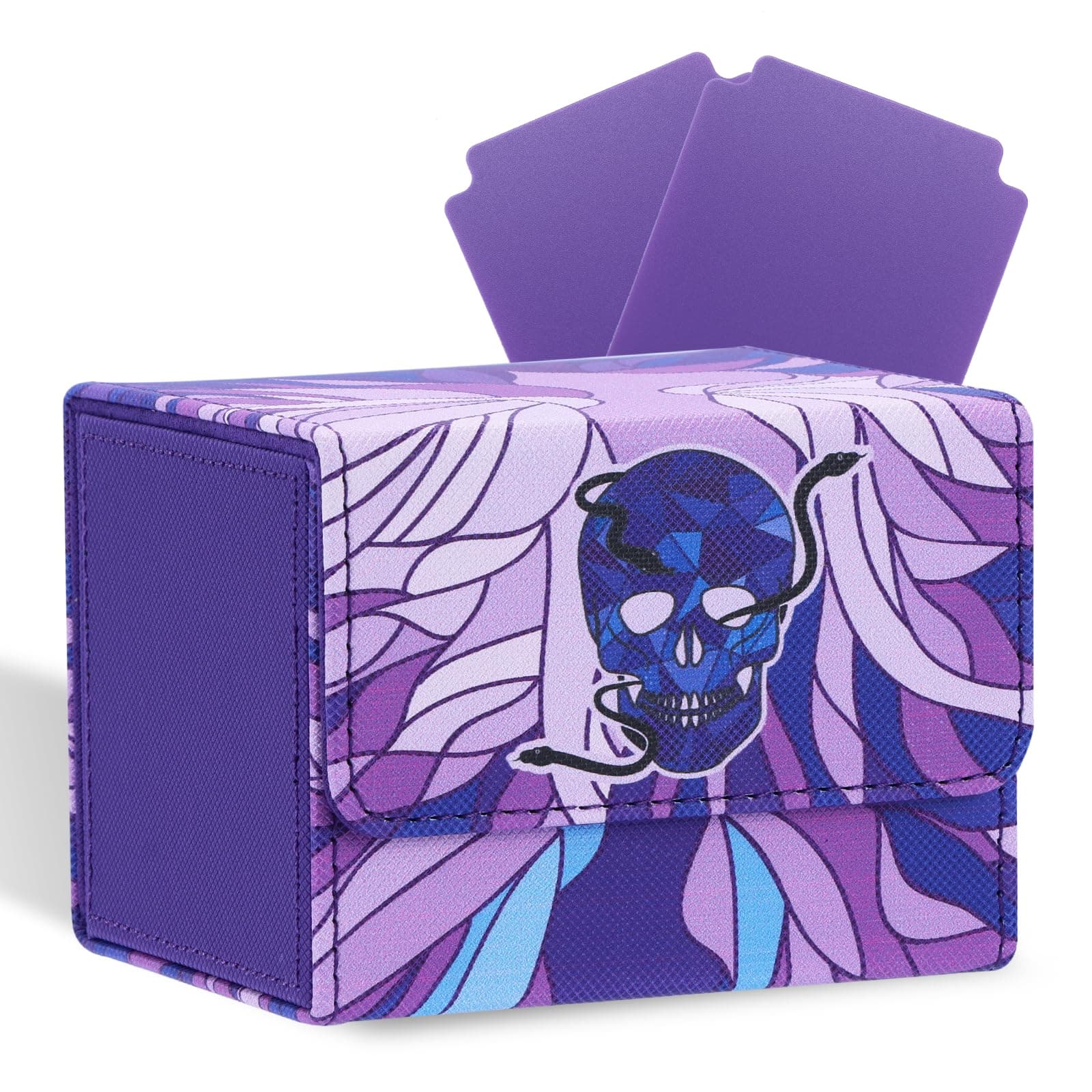 tombert 150+ Premium Deck Box Case for MTG PTCG, Large Capacity with 2 Dividers, Fits 100+ Sleeved Cards TCG Trading Card Games(Horizontal-Purple)