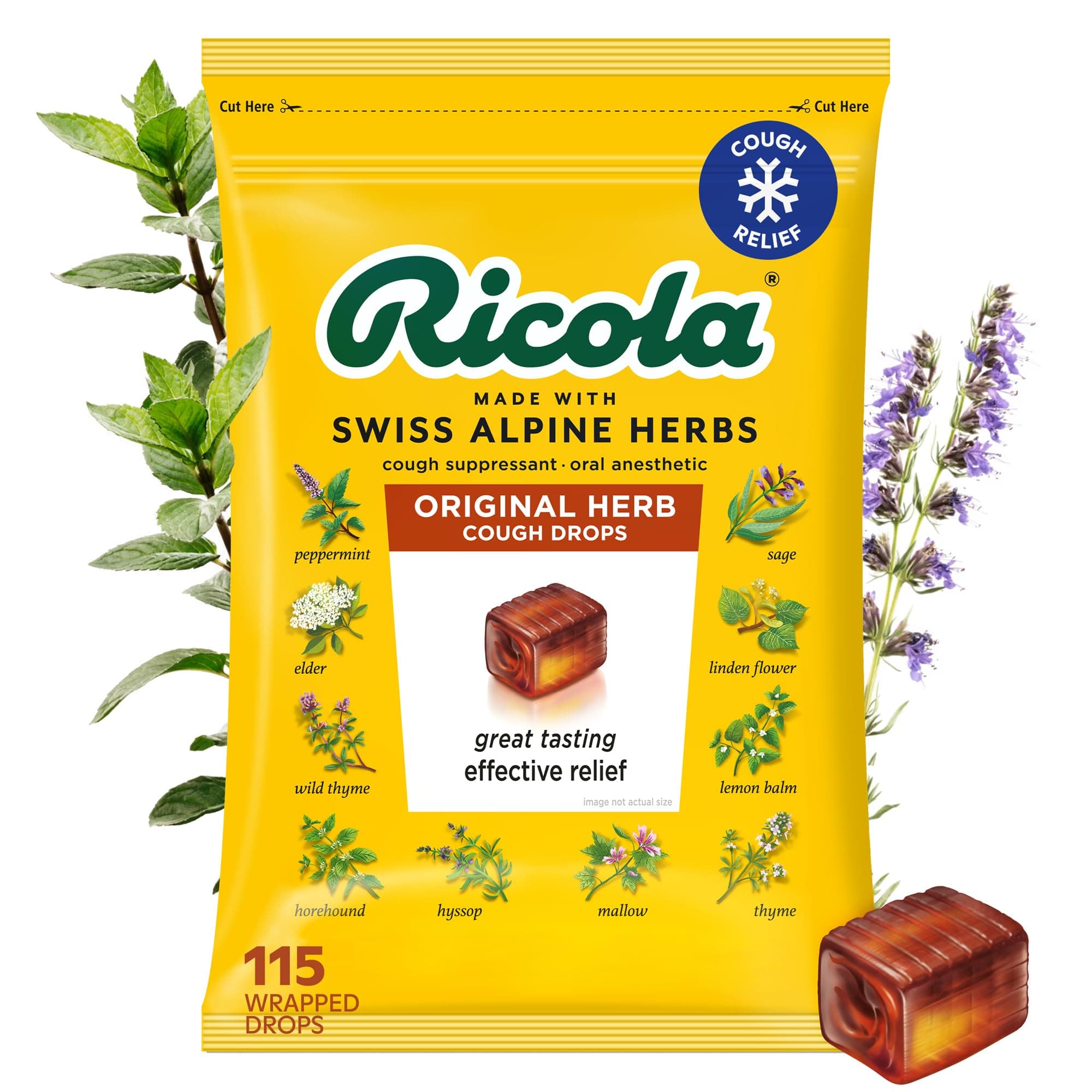 Original Herb Cough Drops with Menthol - Cough and Sore Throat Relief - 115 Count - Herbal Throat Lozenges