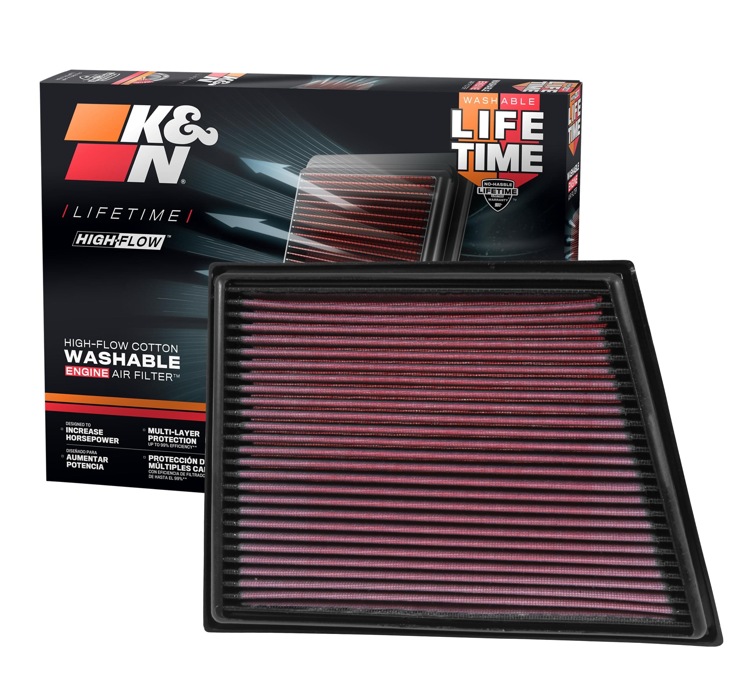 K&N Engine Air Filter: High Performance, Premium, Washable, Panel Filter: 2014-2019 (Active Tourer, Gran Tourer, X1, X2, Cooper, Cooper Clubman, Cooper Countryman, One), 33-3025
