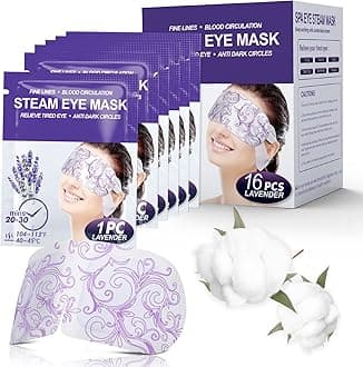 16 Packs Steam Eye Masks for Dry Eyes, Lavender Heated Eye Mask, Relief Tired Eyes & Dark Circle, Warm Compress for Puffiness, Disposable Travel Essentials & Relaxation Set for Women, Christmas