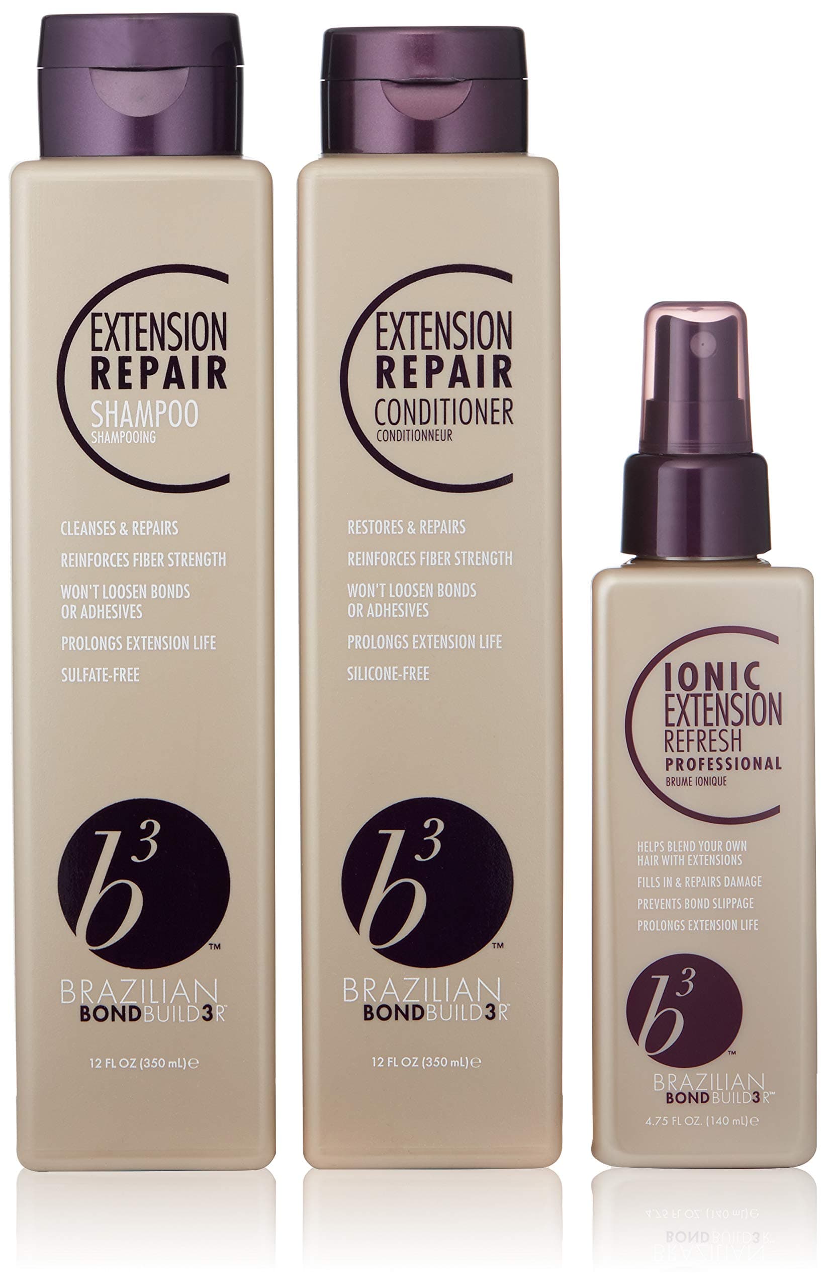 B3 Brazilian Bondbuilder Extension Repair Shampoo/Conditioner/Ionic Ext Refresh Trio Pack