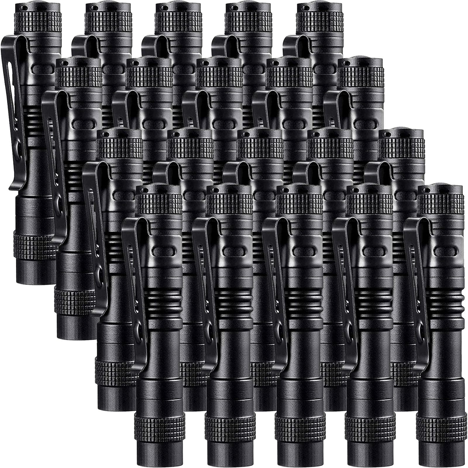 Beieverluck 20 Pack Pen Light Flashlight Mini Small Flashlight with Clip Waterproof LED Pocket Pen Flashlights for Camping, Inspection, Work, and Emergency(Small,Black)