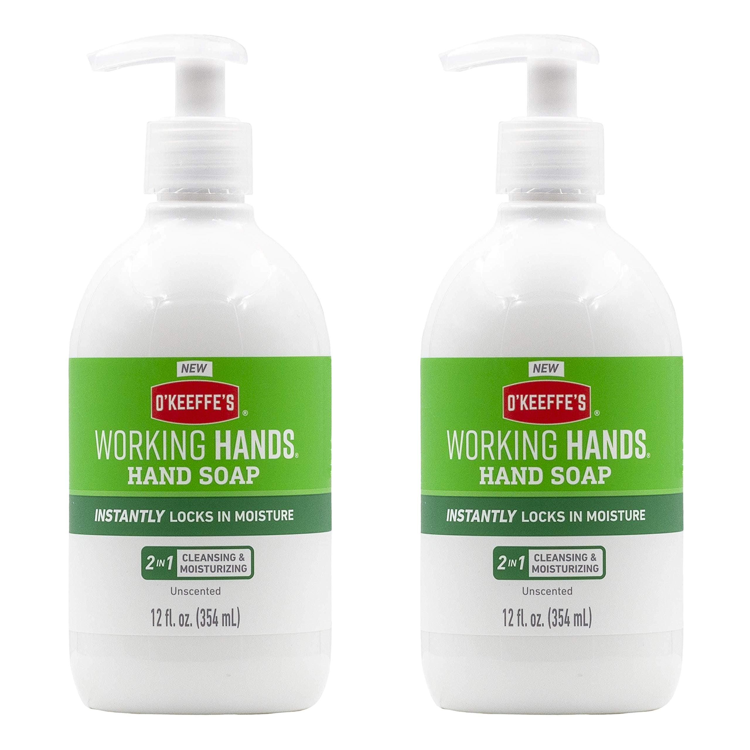 O'Keeffe's Working Hands Moisturizing Hand Soap; 12 oz Pump; Unscented; (Pack of 2)