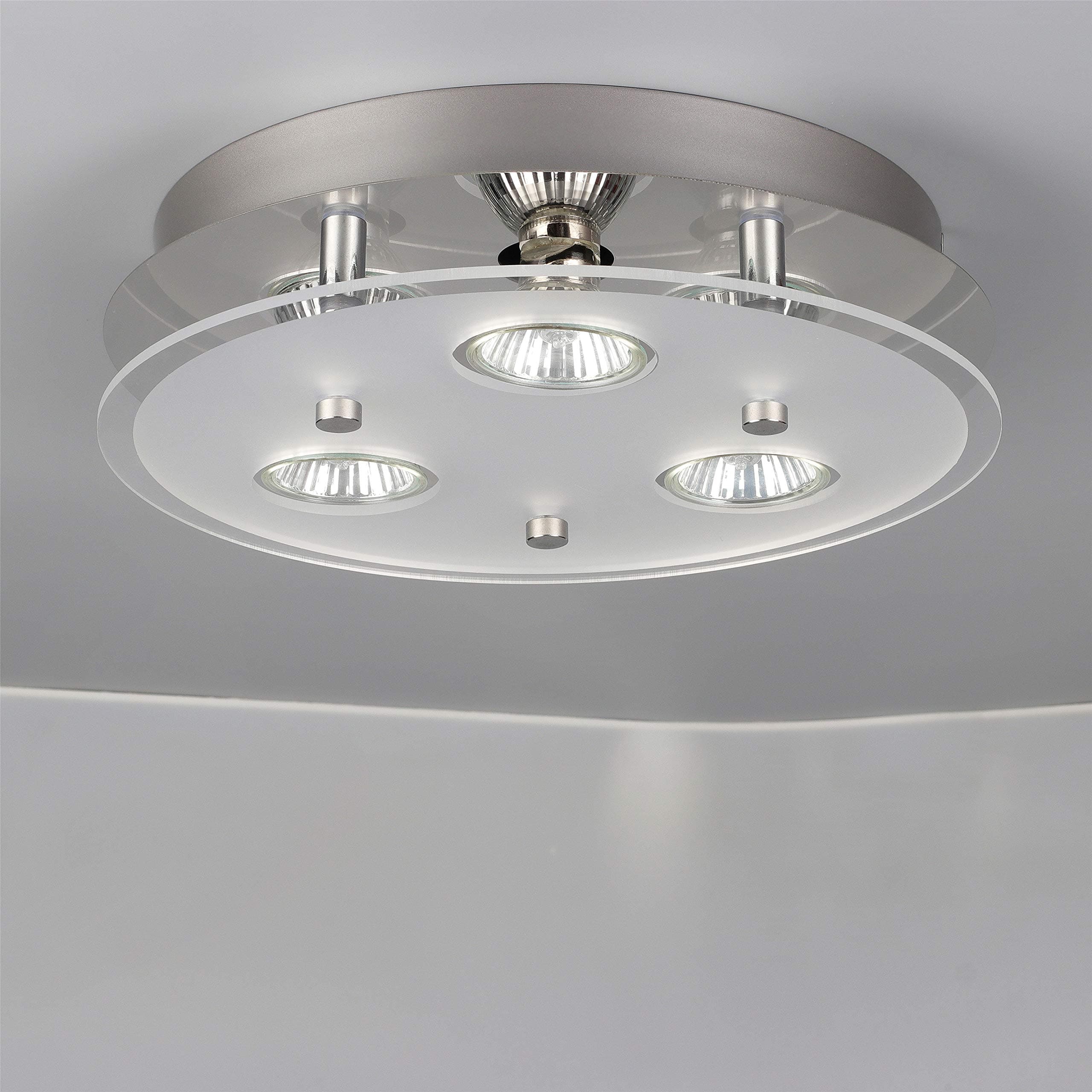 ROMKE Round Ceiling Light,3 Way LED Ceiling Light GU10 Fitting,Modern Acrylic Glass,GU10 Ceiling Spotlight Ceiling Kitchen Lights,Kitchen Fitting GU10 Lamp Holder