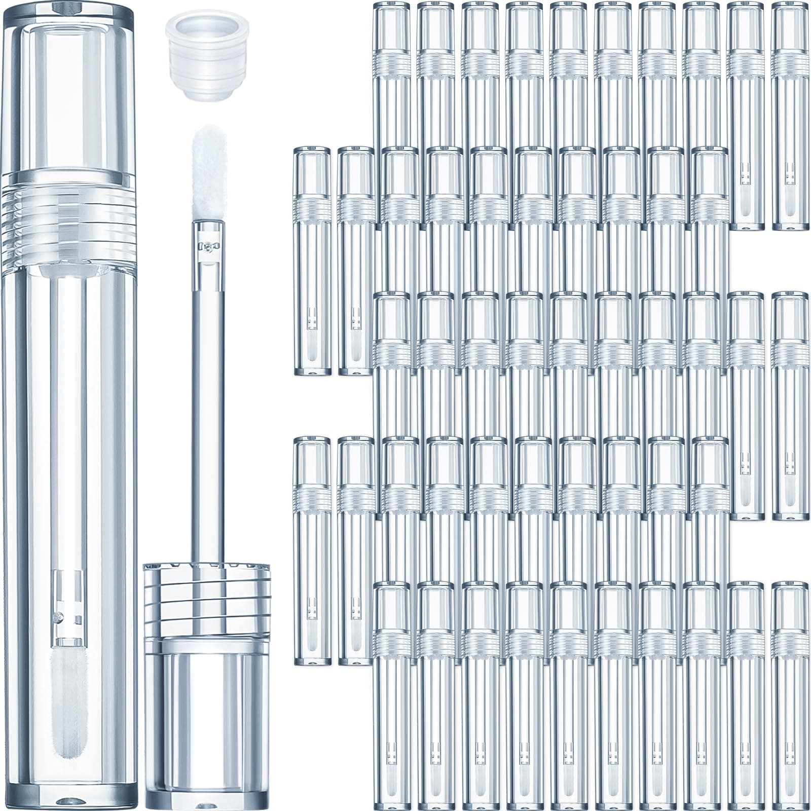 Hsei 100 Pcs Clear Lip Gloss Tubes 5 ml Empty Lip Gloss Tubes Bulk Wand Lip Balm Containers with Lids Cosmetic Lip Gloss Bottles with Rubber Stoppers for Eyelash Growth Liquid DIY Makeup Girls