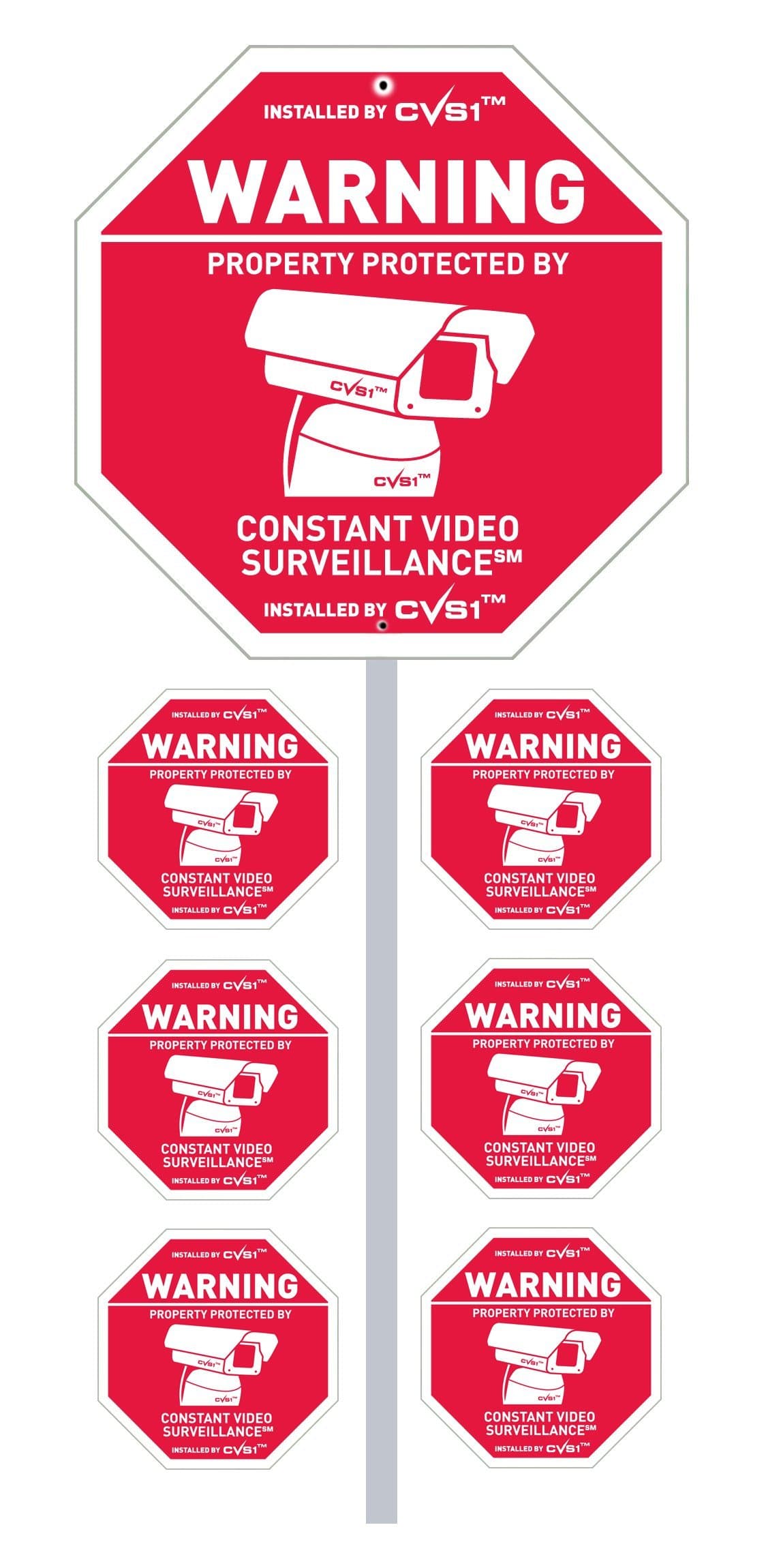 CCTV Security Camera Sign with Stake