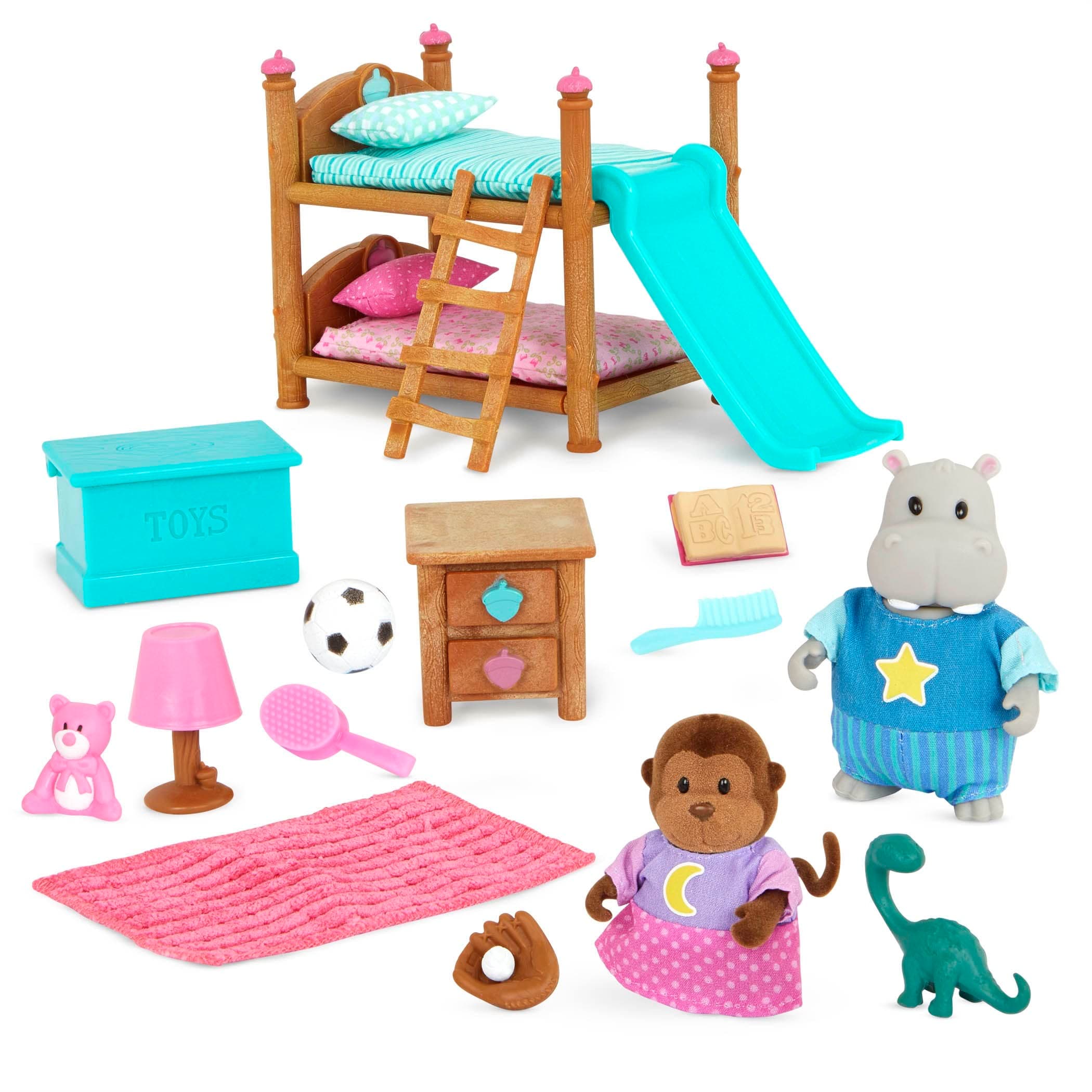 Bunk Bed Bedroom Set – Adorable Animal Figurines – Dollhouse Furniture – Imaginative Play for Kids Ages 3 Years and Up – Colorful & Durable – Encourages Creative Storytelling