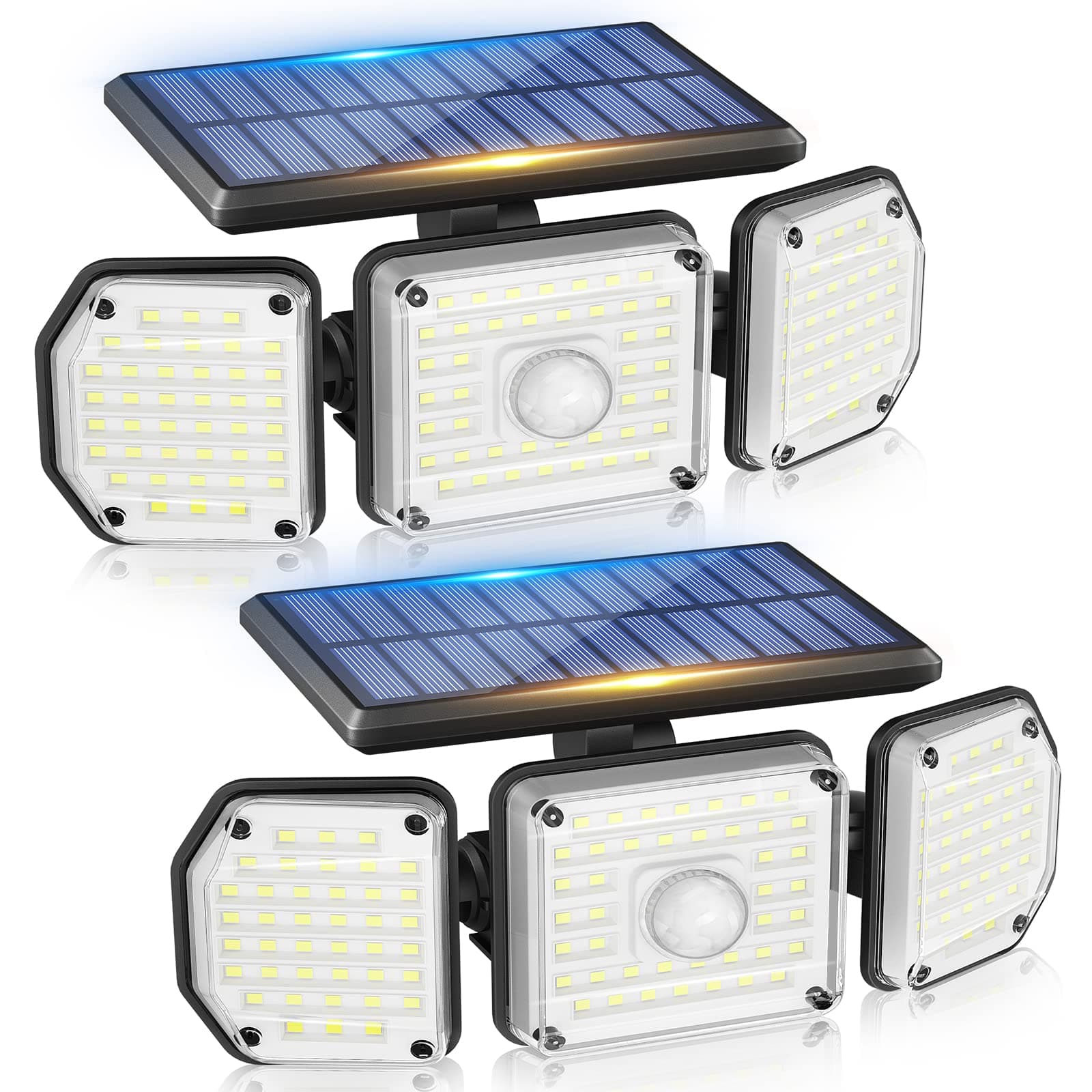 LBSTP Outdoor Wall Lights Motion Sensor - Solar Powered Security Light 122 LED Floodlight with 360° Angle IP65 Waterproof Flood for Garden Front Door Yard Garage(2 Pack), Cool White (HSG-T25)