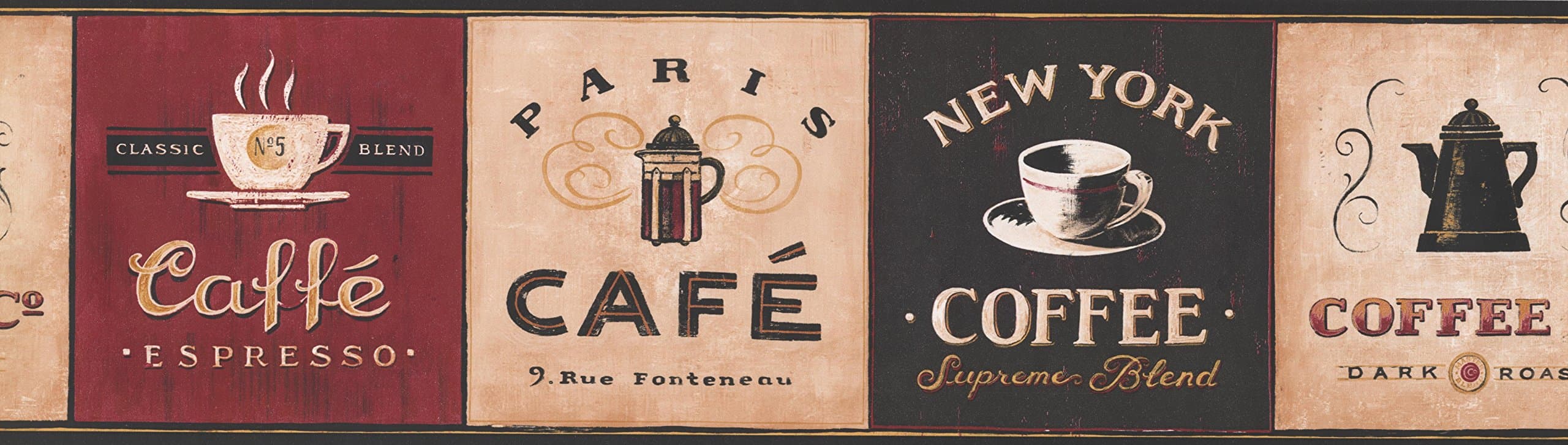 Coffee Wallpaper Border - Kitchen Prepasted Wall Border 330809