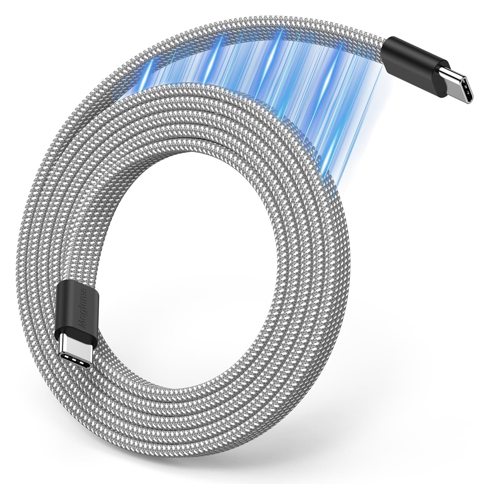 Magtame USB-C Cable, Flat Type, Automatic Winding Type, Type C Cable, 60W Rapid Charge Type C Cable, Spiral Cable, USB to C Cable, Data Transfer, Compatible with iPhoneRecycled Claim Standard Blended