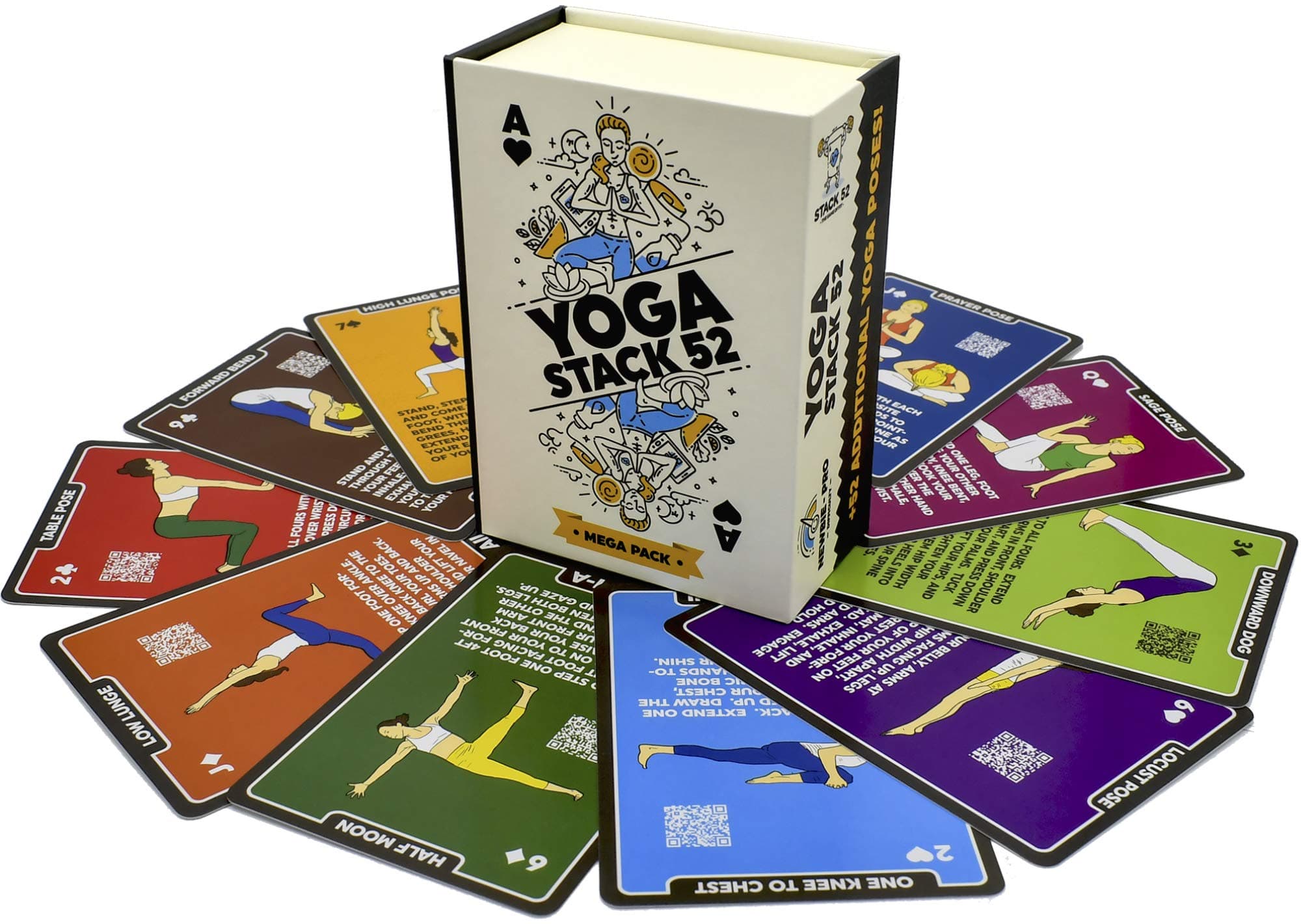 Yoga Exercise Cards: Designed by Certified Yoga Instructor. Video Instructions Included. Beginner to Advanced Poses and Asana Workout Games. Improve Fitness and Flexibility (Mega Pack)