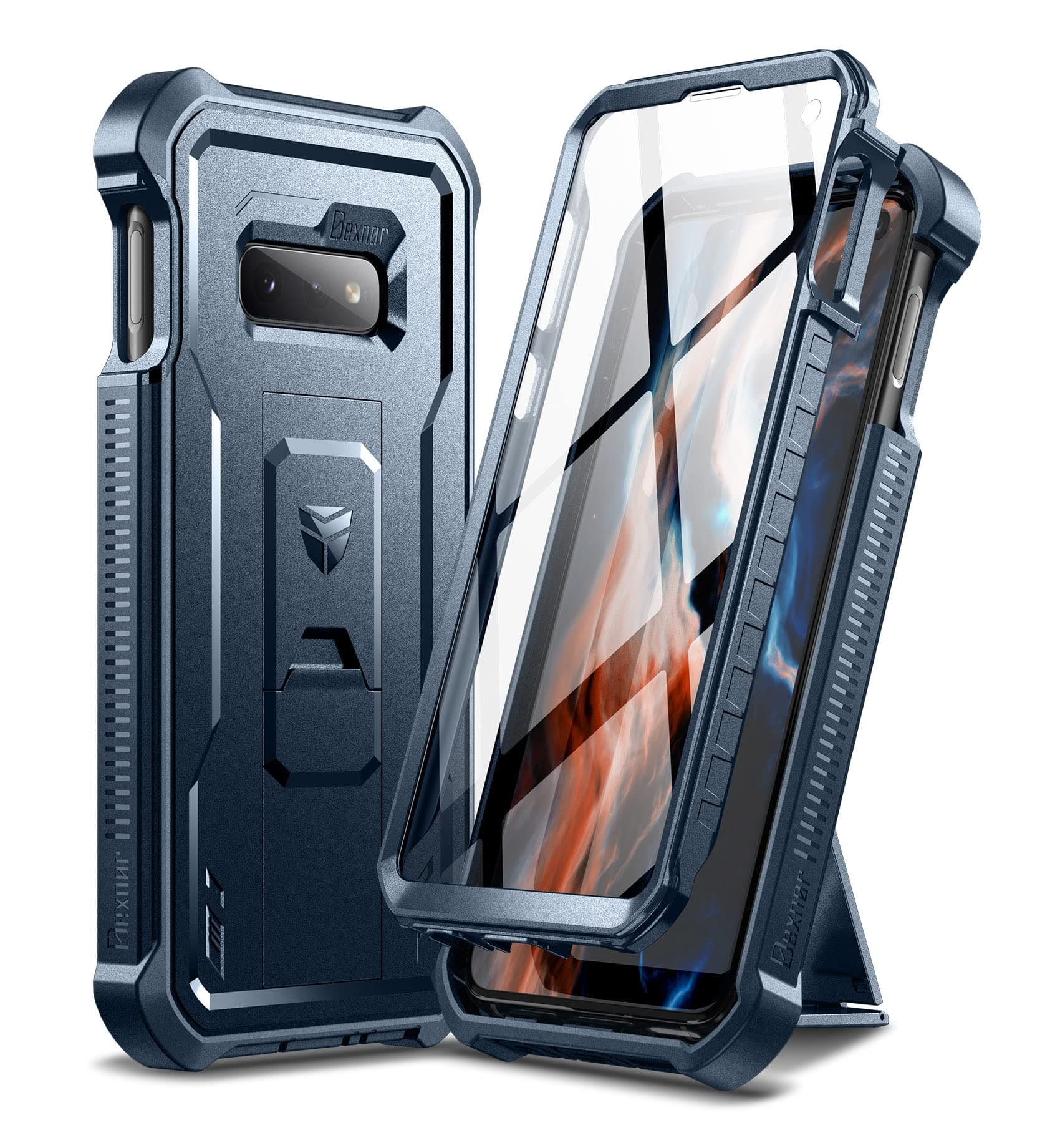 Dexnor for Samsung Galaxy S10e Case, [Built in Screen Protector and Kickstand] Heavy Duty Military Grade Protection Shockproof Protective Cover for Samsung Galaxy S10e (Navy Blue)