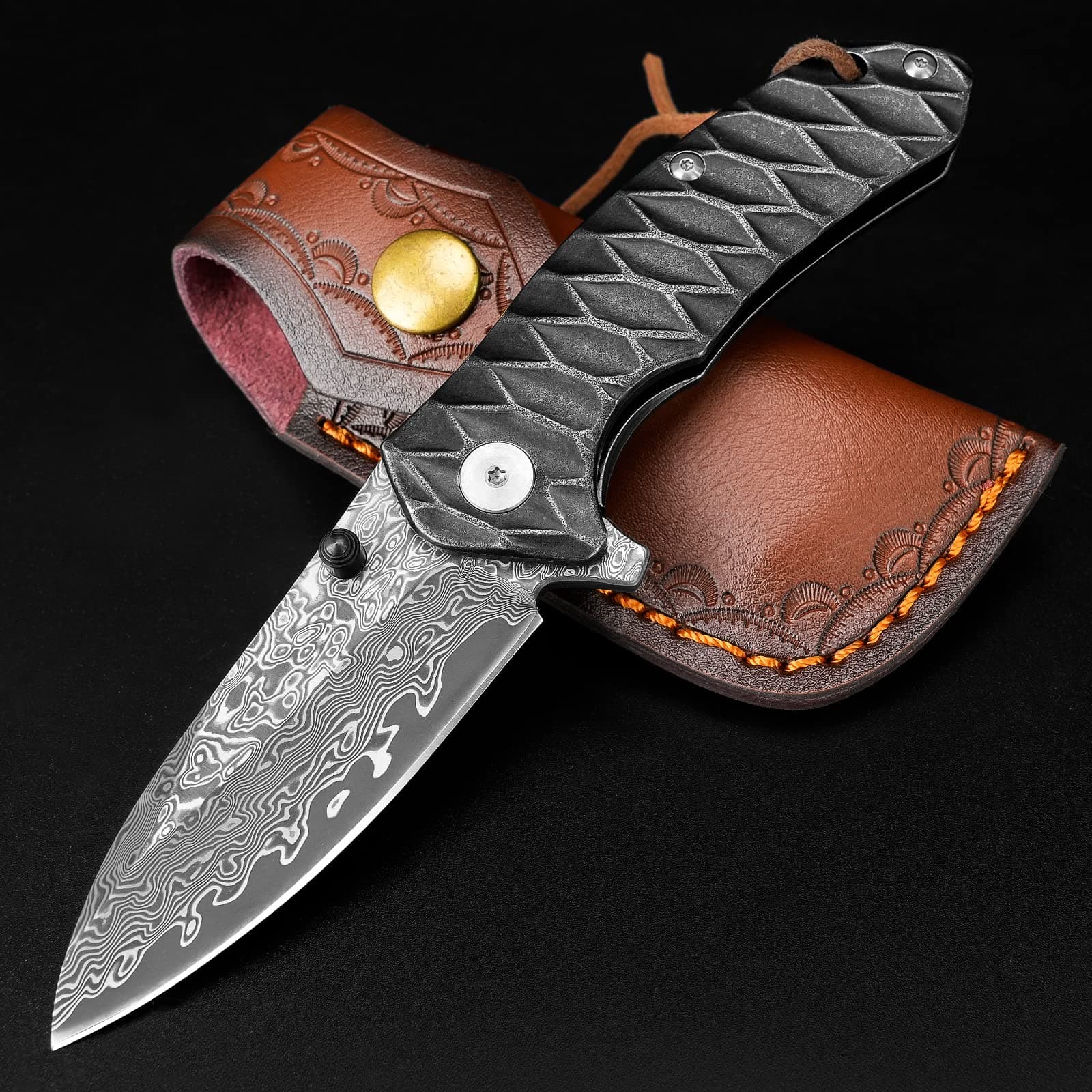 DAMASCUS POCKET KNIFE WITH CLIP