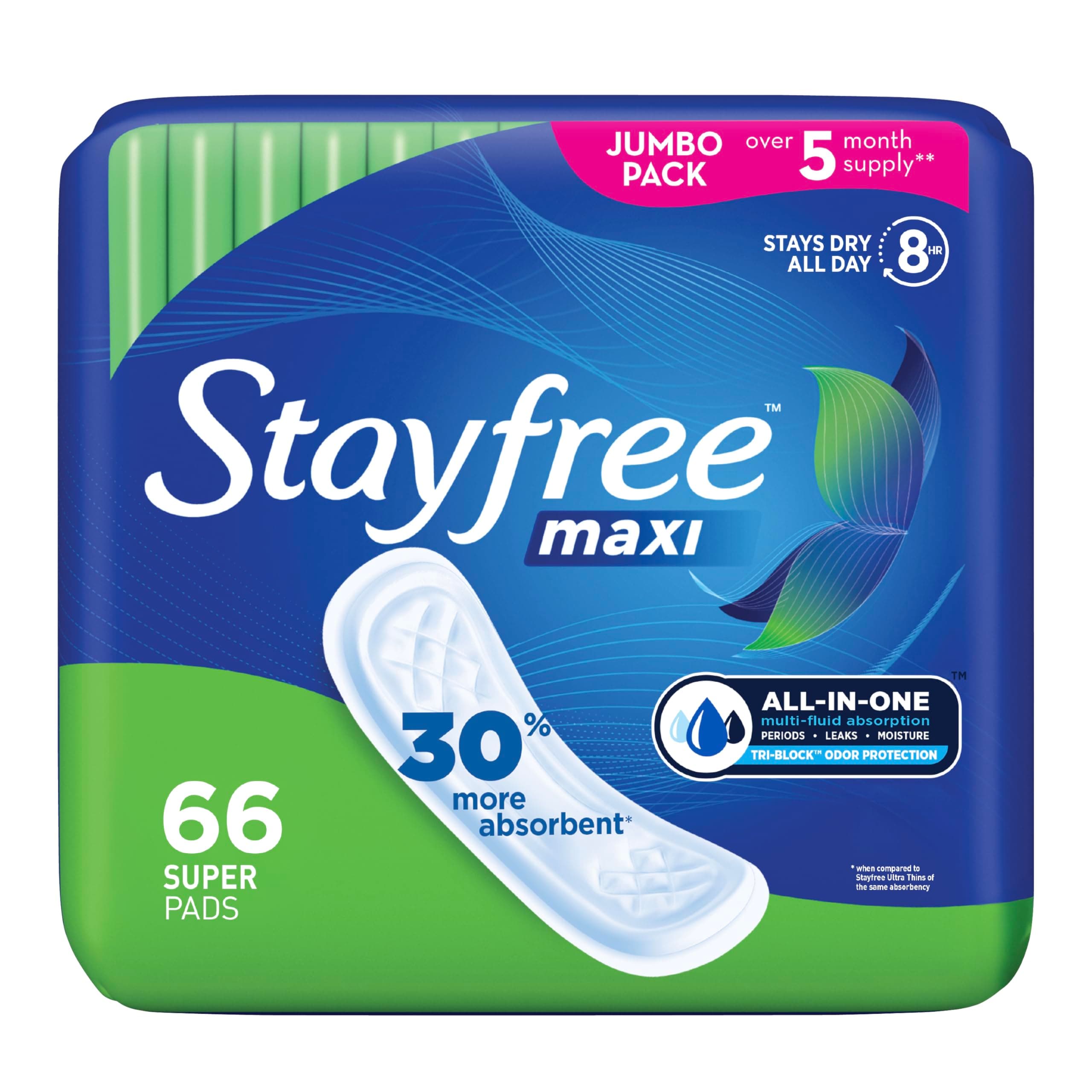 Super Maxi Pads, 66 count