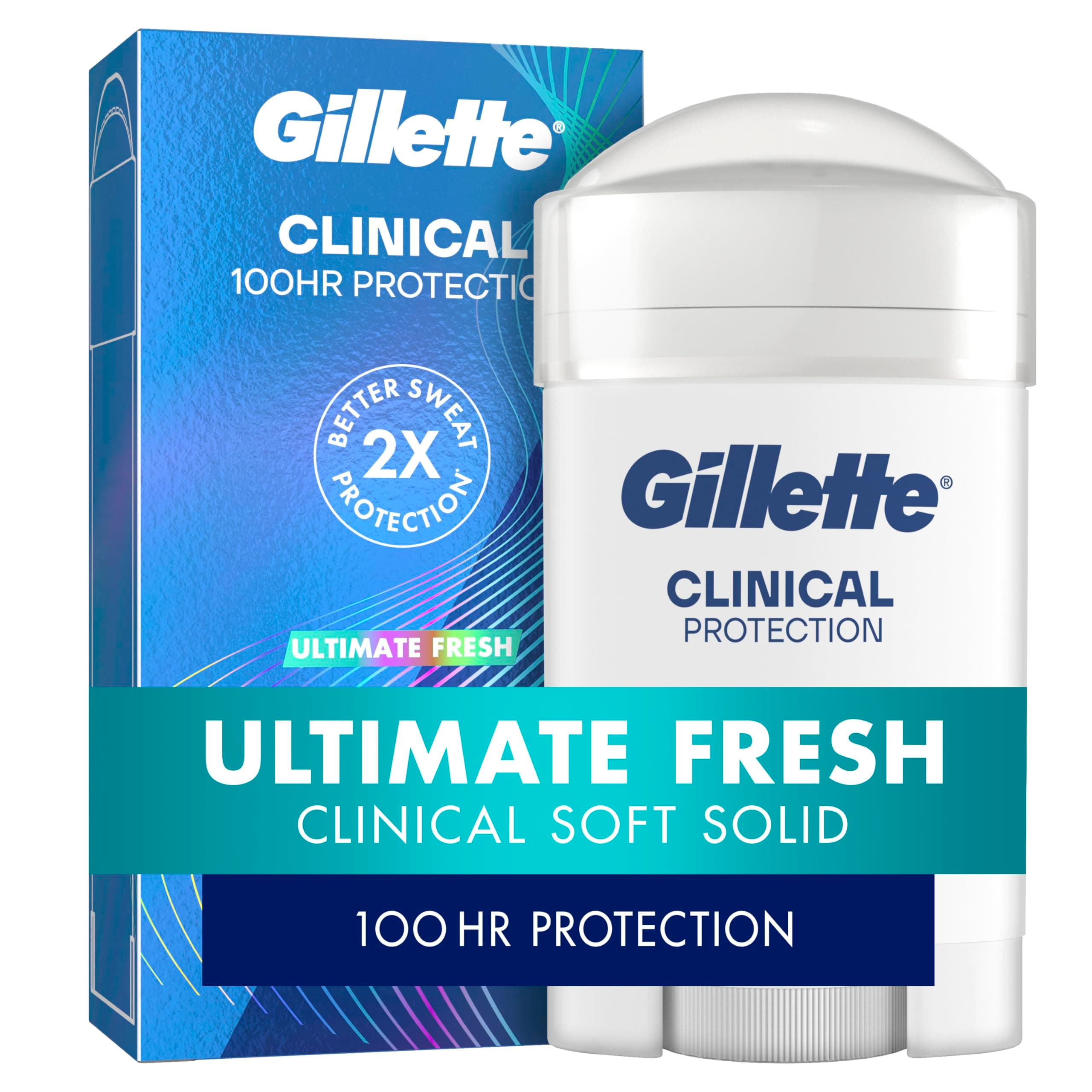 Gillette Clinical Advanced Solid for Long Lasting Sweat Protection, Crisp Fresh Scent, 2.6 Ounce (Packaging May Vary)