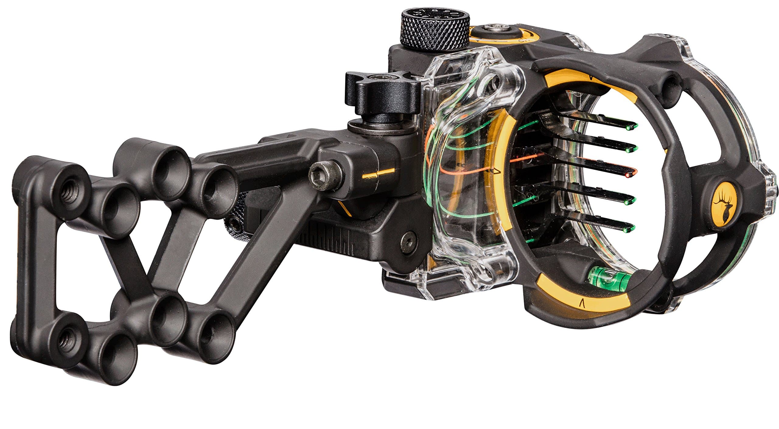 React H5 Bow Sight - 5 Pin Sight, Tool Less Windage and Elevation Adustability, 2nd Axis Leveling, Adjustable Click Light