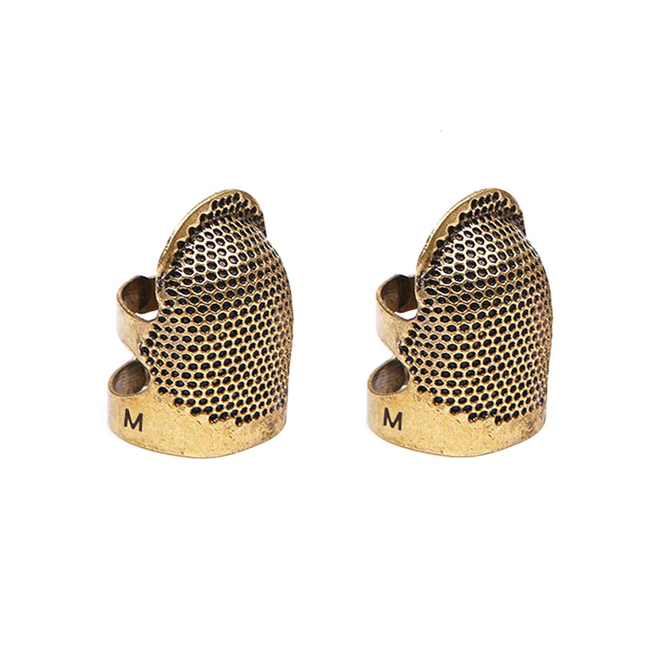 （2pcs）Sewing Thimble Finger Protector, Adjustable Finger Metal Shield Protector Pin Needles Sewing Quilting Craft Accessories DIY Sewing Tools (M)